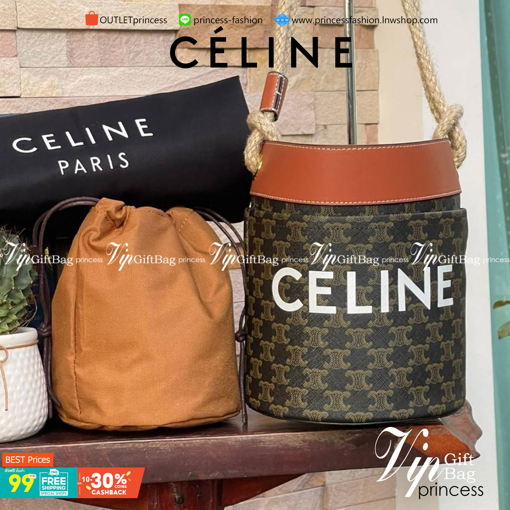 Celine Bucket Bag Canvas Original สำหรับ Collection นี้สะดุดตาด้วยหูสะพายที่มีความแข็งแรงถึงแม้จะใส่ของหนักก็ตาม สะท้อนความวินเทจผสมผสานดีไซน์กระเป๋าที่ทันสมัย ตอบโจทย์สาวหัวสมัยใหม่ที่เบื่อดีไซน์กระเป๋าสี่เหลี่ยมทรงเดิม ๆ แต่ก็ต้องการกระเป๋าที่มีดีไซน์สว