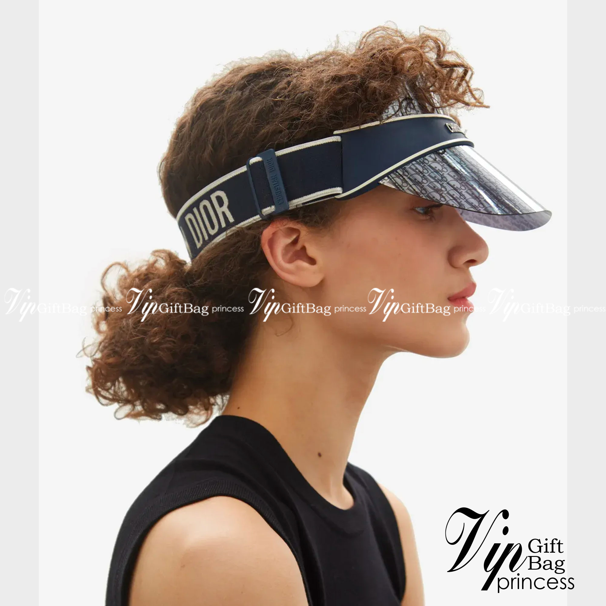 DiorClub V1U Blue Dior Oblique Visor / Dior Sun Visor Cap ภาพสินค้าถ่ายจากงานขายจริงใช้งานต่างประเทศได้