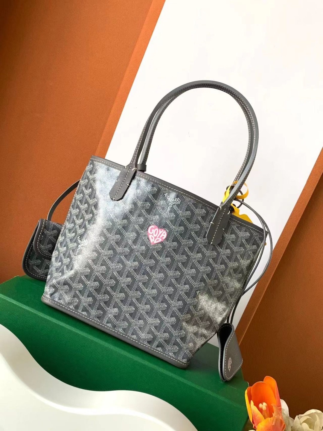 GOYARD Anjou Mini Bag Little Heart Shape กระเป๋าทรงโท้ทมินิ หนังแท้สวยเป๊ะ เกรดท็อปออริ สลับแท้ 1:1 เกรดดีสุด ใช้ต่างประเทศได้ ผ่านทุก ตม.