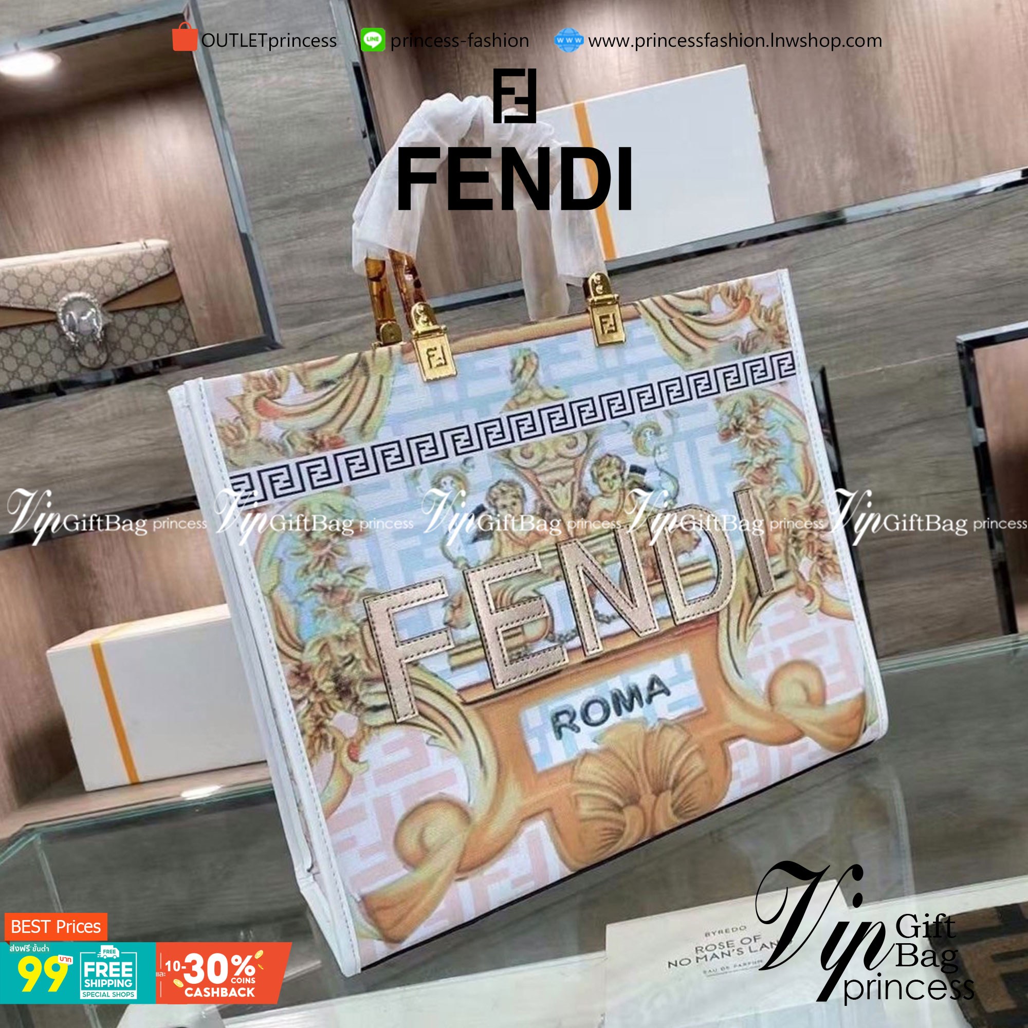 VIP 】FENDI Vintage Shopping bag กระเป๋าสะพายทรง shopping ลายกราฟฟิกวินเทจมาใหม่ ทรงนี้คือทรงสุดฮิตใช้งานง่ายใส่ของได้เยอะช่องใหญ่ งานจริงสวยมาก สวยหรูดูแพง พร้อมส่งที่นี่ ที่เดียวเลยค่า