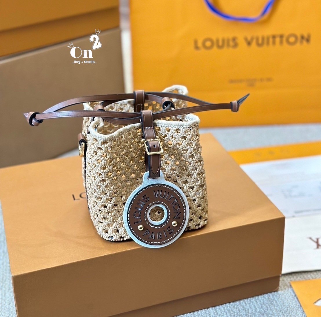 LV Noé Purse bag Raffia bag 5" / LV Bucket Bag กระเป๋าสานทรงบัคเก็ตไซส์มินิ ดีไซน์ใหม่สุดเอ็กซ์คลูซีฟจากเส้นใยถักแบบโครเชต์ พร้อมสายสะพาย ใช้ในวันสบายๆ ผ่อนคลาย เรียบหรูดูมีสไตส์