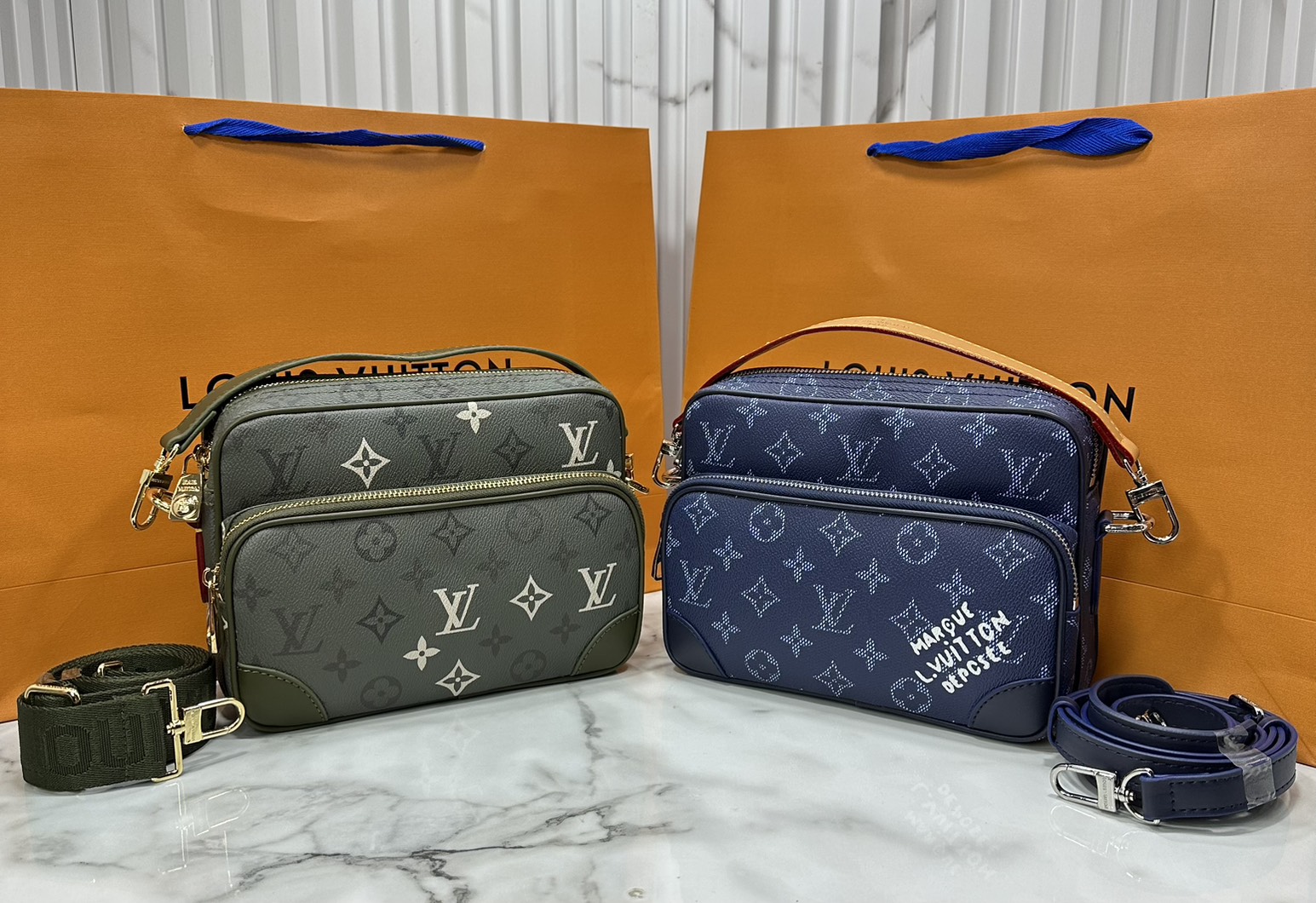 ORI หนังแท้ | LV Nil Messenger PM Navy Green กระเป๋าสะพายทรงแมสเซ็นเจอร์ สีใหม่ดีไซน์ใหม่
