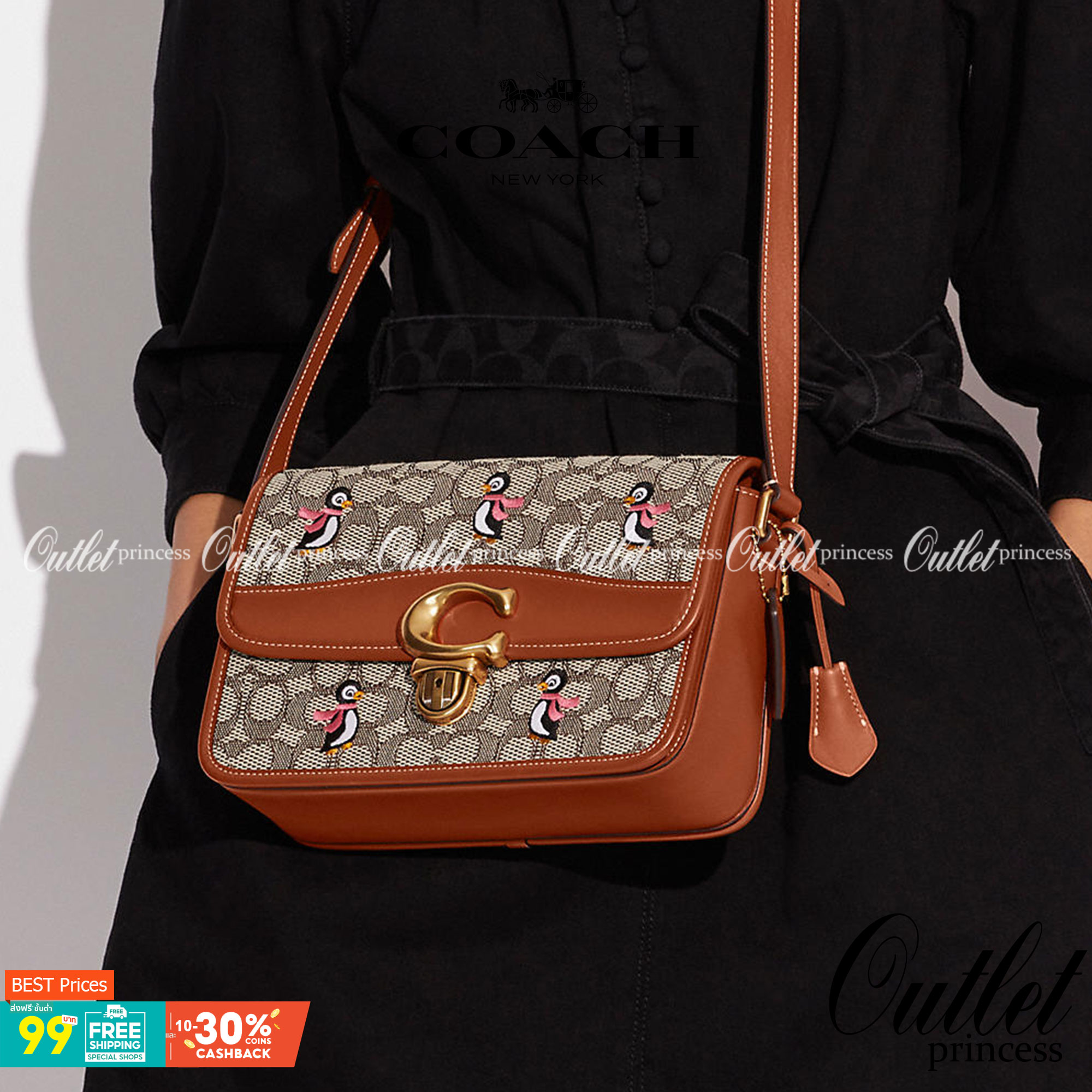 COACH STUDIO SHOULDER BAG IN SIGNATURE JACQUARD WITH PENGUIN MOTIF (C7935) กระเป๋าสะพาย ดีไซน์เฉียบ! สุดคลาสสิค ที่เป็นเอกลักษณ์เฉพาะตัว//วัสดุ JACQUARD พิมพ์ลาย SIGNATURE ผสมหนังแท้ รูปทรงสวย ดีเทลเรียบหรู เพิ่มดีไซน์โดดเด่น ด้วยการปักเย็บ รูปเพนกวินสุดน