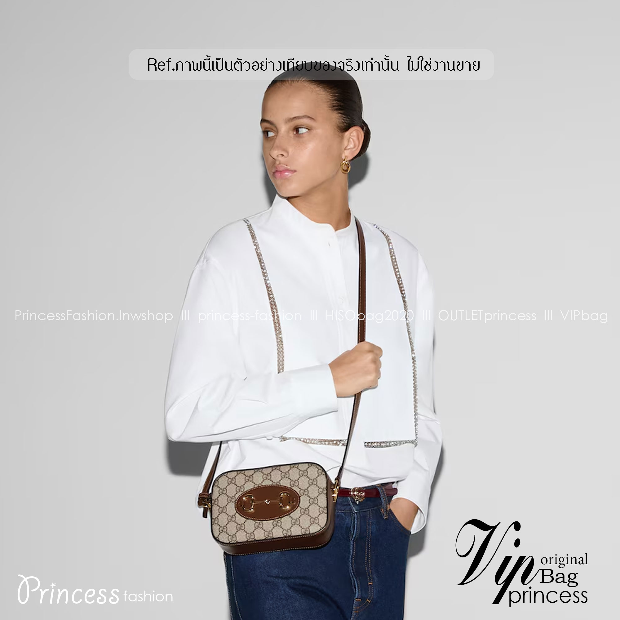 GUCCI HORSEBIT 1955 SMALL SHOULDER BAG Leather Gold-toned กระเป๋าสะพาย เกรดออริ สลับแท้ 1:1 ใช้งานต่างประเทศได้