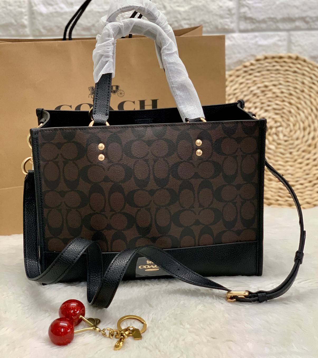 ของแท้ 100% COACH DEMPSEY CARRYALL IN SIGNATURE CANVAS ((1955)) น้ำตาลเข้ม