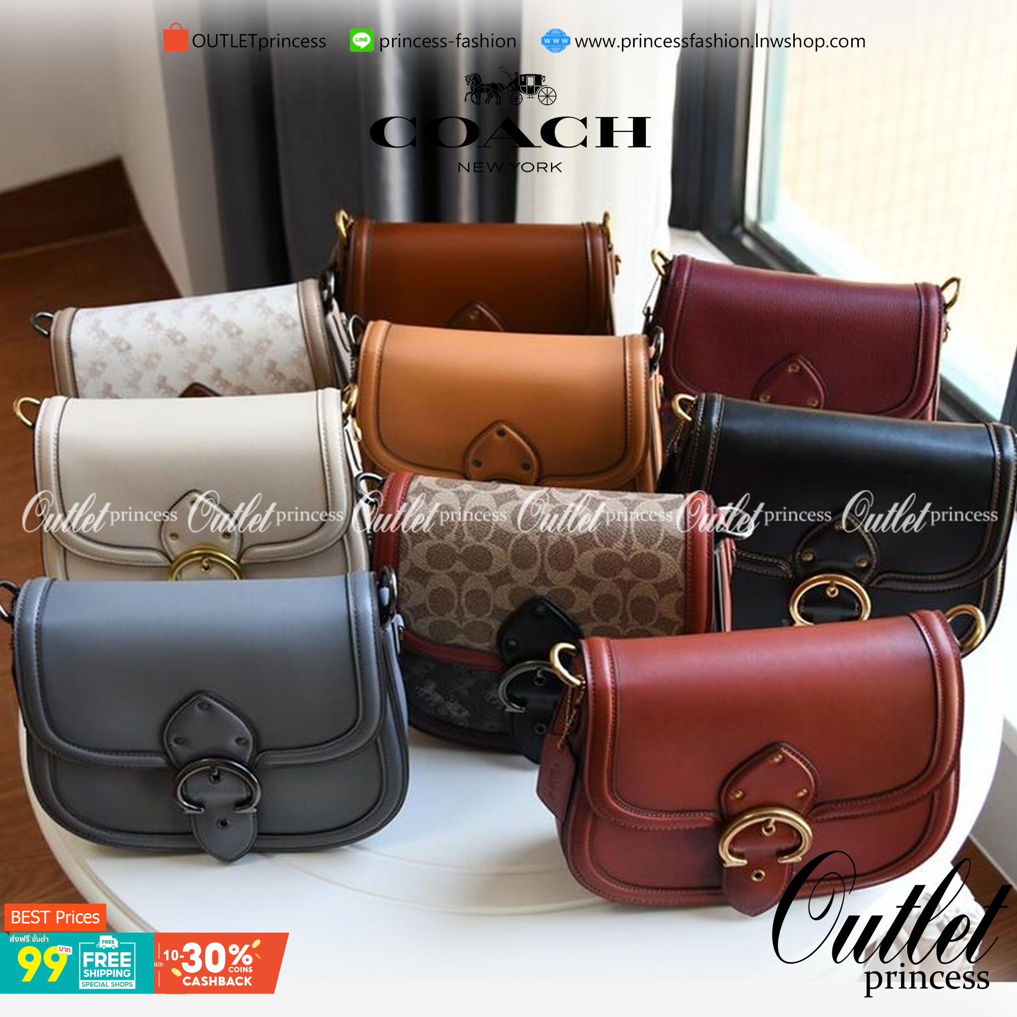 OUTLET 】COACH BEAT SADDLE BAG 10 แบบพร้อมส่ง จุกๆ เลยค่า The best item! ที่สาวๆรอคอย! ฮอตไฟลุก! สีหายาก ละมุนคุณหนู คอลเลคชั่นใหม่ ดีไซน์หรูหรา พิเศษมากๆมาพร้อมสายสะพาย 2 เส้น ใช้คู่กันหรือแยกสะพายก็สวยครบสูตร กระเป๋าสะพายทรง saddle คลาสสิค วัสดุหนัง glov