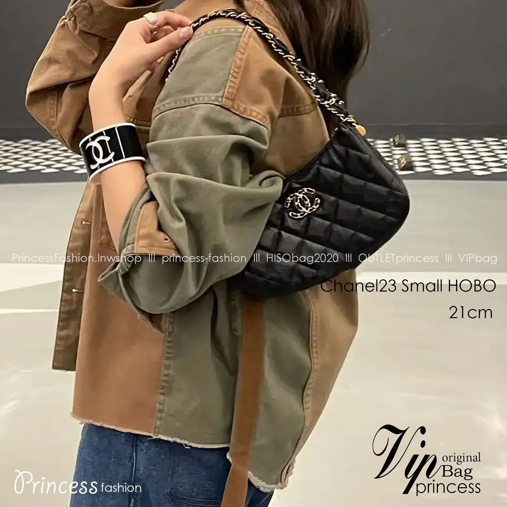 CHANEL 23K HOBO Medium 25cm ออริสลับแท้ ใช้งานต่างประเทศได้ งานเกรดหนังสวย อะไหล่ทองสวยหรู กระเป๋าสะพายทรงโฮโบ มี 2 ขนาดกำลังสวย ดีไซน์ใหม่ 2023