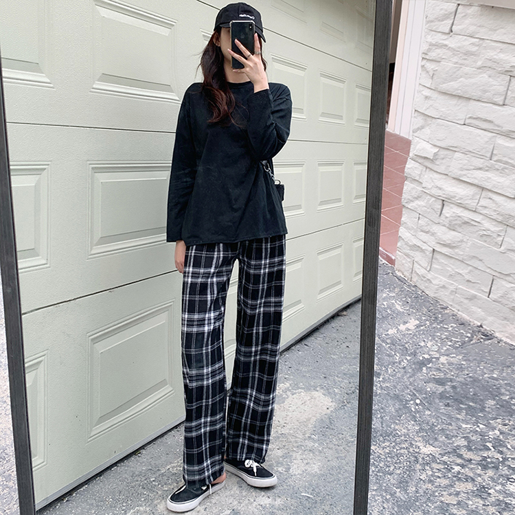 พร้อมส่ง 🌵 Scott kensley pants กางเกงขายาวลายสก็อตสีดำ (IN33684)