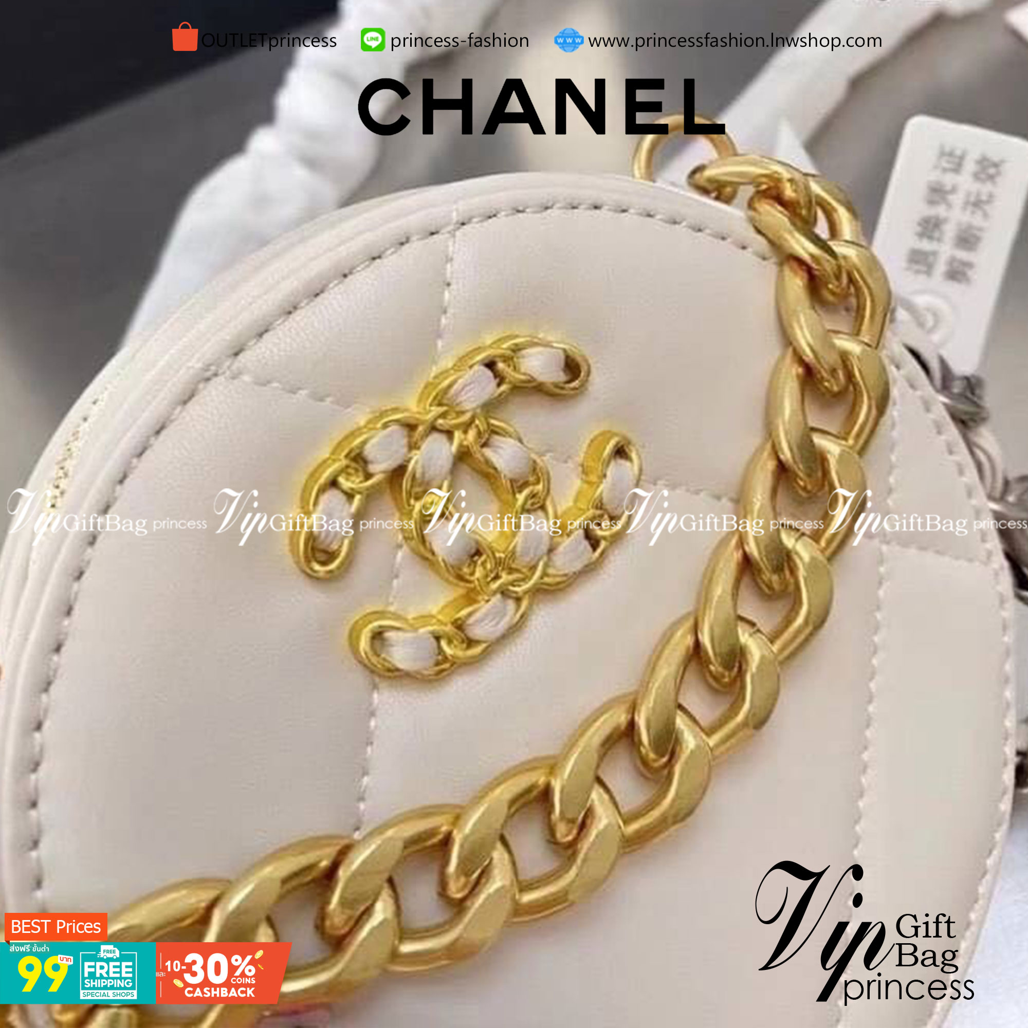 CHANEL Goatskin round quilted rhombic chain crossbody bag กระเป๋าสะพายทรงกลม งานหนังสวยมาก สายโซ่ทองรมควันสลับเงินเพิ่มความหรูหรา เป็นรุ่นตามหาที่ลูกค้าสอบถามเข้ามาเยอะมาก สินค้าเข้าแล้วน้า พร้อมส่งความสวยแล้วค่าา พร้อมส่ง 4 สี ดำ ขาว เบจ ชมพู