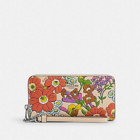 COACH LONG ZIP AROUND WALLET WITH FLORAL PRINT CJ373 / CR930 กระเป๋าสตางค์ใบยาวลายดอกไม้สดใส เกรดท็อปออริ เกรดดีสุด สลับแท้ 1:1 ใช้ต่างประเทศได้