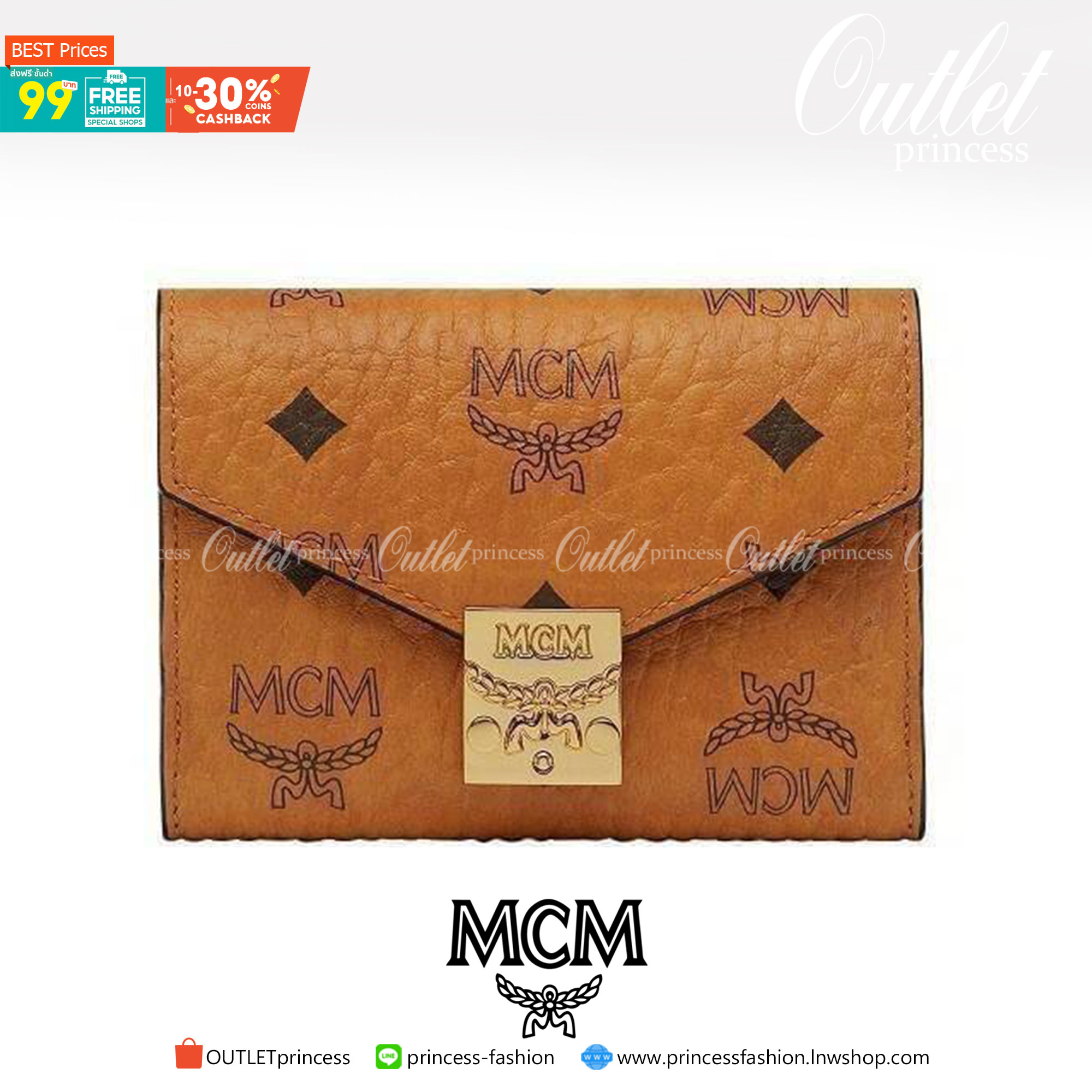 M.C.M PATRICIA THREE-FOLD WALLET IN VISETOS กระเป๋าสตางค์ใบเล็ก รุ่นฝาพับ unisex ใช้ได้ทั้งหนุ่มๆและสาวๆน้า ใช้งานง่าย ด้วยกระดุมโลโก้ พกพาง่าย วัสดุหนังแคนวาสคุณภาพดี ภายในเป็นหนังแท้ นิ่ม สวย ใส่บัตรได้เยอะ ใส่ธนบัตรได้ทุกชนิด ในช่องมีที่ใส่บัตรพิเศษภาย