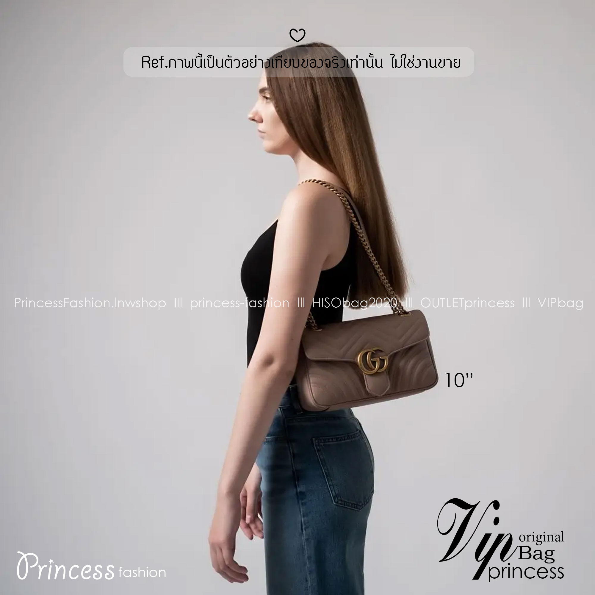 GUCCI GG Marmont shoulder bag กระเป๋าสะพายข้างรุ่นคลาสสิค สะพายขับผิว ดูแพง อัพลุคได้สบายๆ เปิด-ปิดด้วยตัวกดล็อคแน่นหนา ด้านหลังดีไซน์รูปหัวใจ