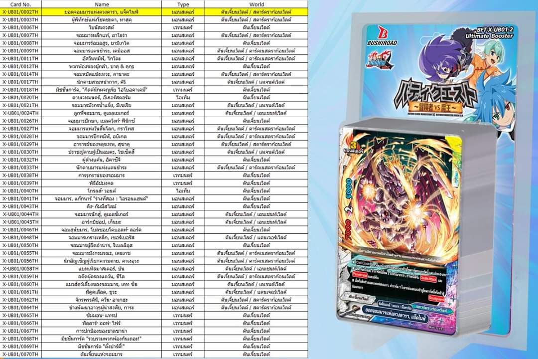 บัดดี้ไฟท์ ไทย X Ultimate Booster 1: (BFT-X-UB01-2)