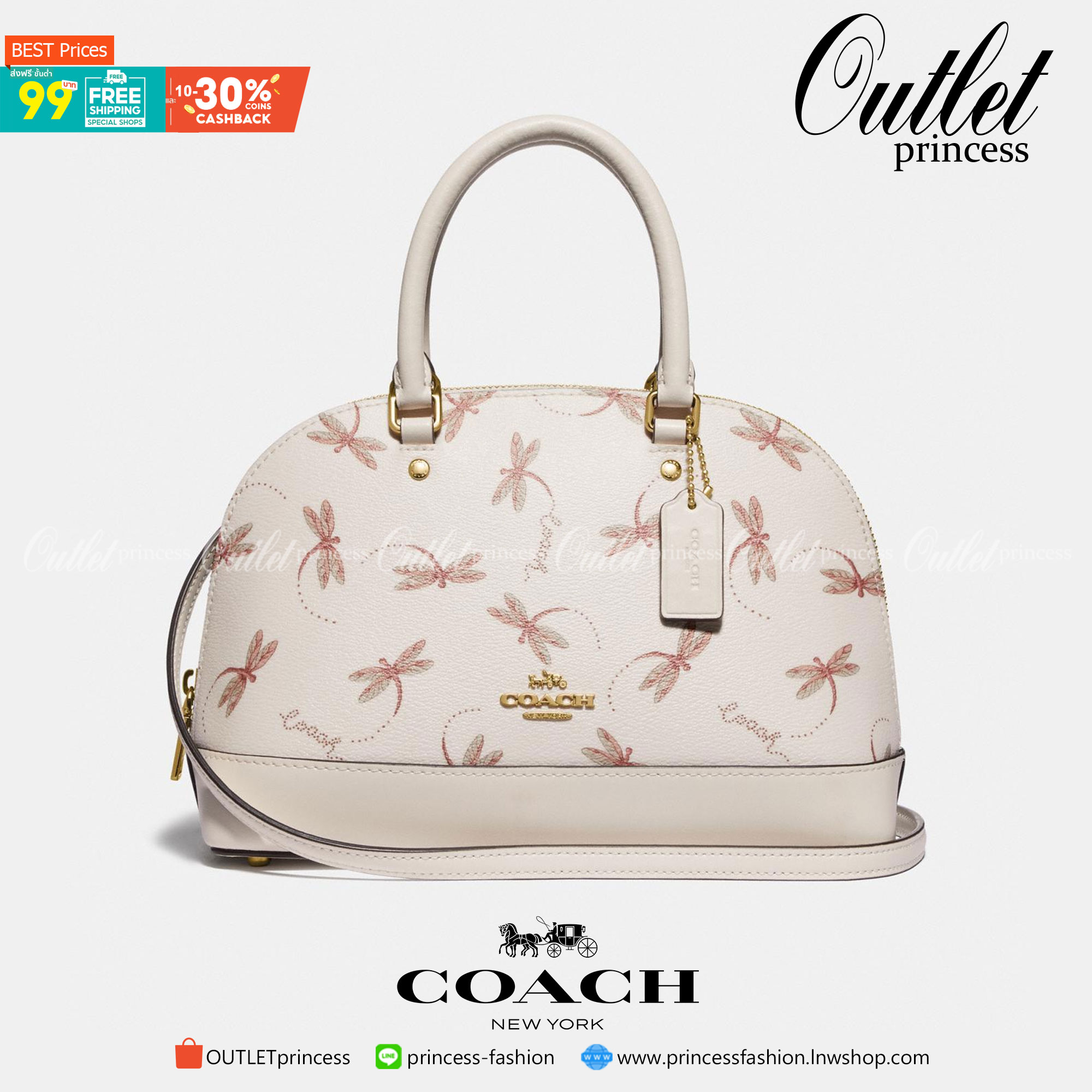 COACH MINI SIERRA SATCHEL WITH DRAGONFLY PRINT (F78728) พร้อมส่งที่ไทย รุ่นต้องมีค่ะ! กระเป๋าทรงโดม หนังแท้นิ่ม น้ำหนักเบาคะ 🦋ตัวกระเป๋าลายแมลงปอทั้งใบ สวยมากๆค่ะ