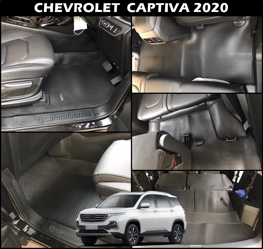 พรมกระดุมเม็ดเล็ก CHEVROLET CAPTIVA 2020 สีดำ เต็มคัน รวมแผ่นท้าย ปิดเบาะ 7ที่นั่งเข้ารูป