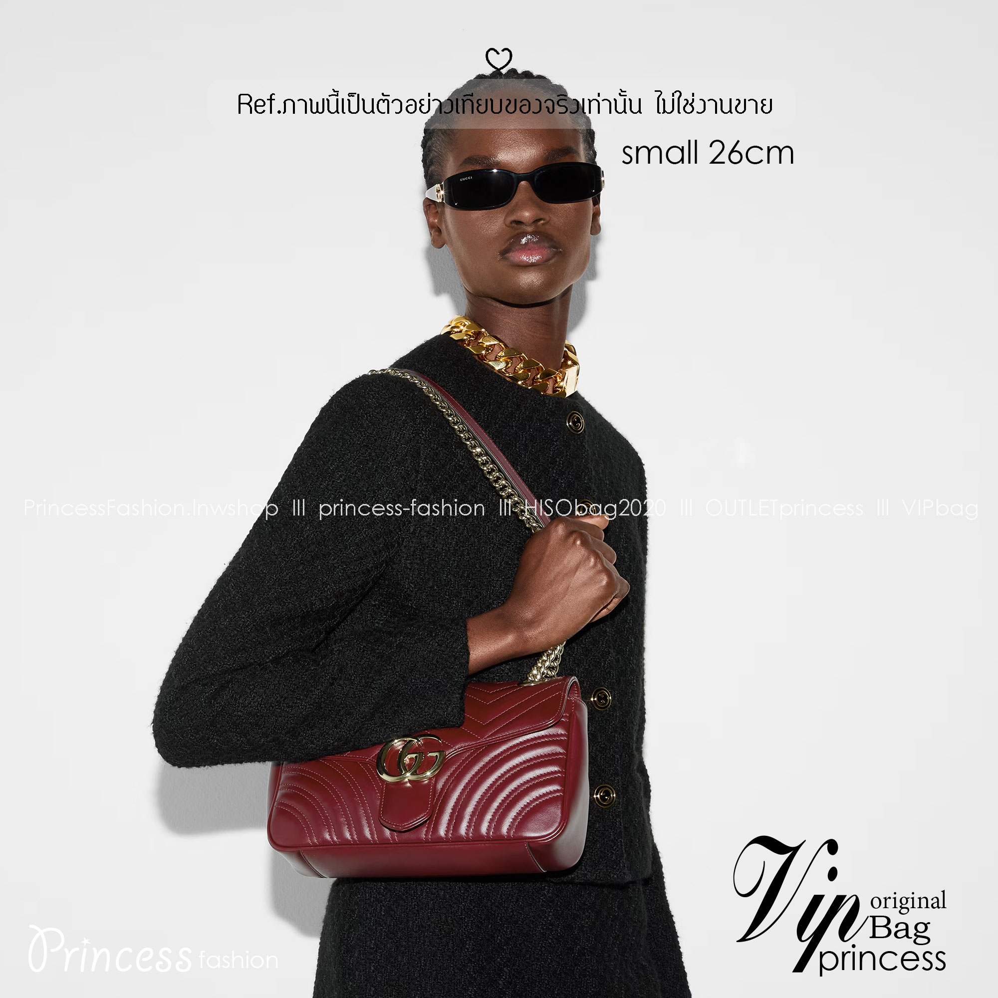 ORI | หนังแท้ GG Marmont small shoulder bag กระเป๋าสะพายข้างรุ่นคลาสสิค ดูแพง อัพลุคได้สบายๆ ด้านหลังดีไซน์รูปหัวใจ