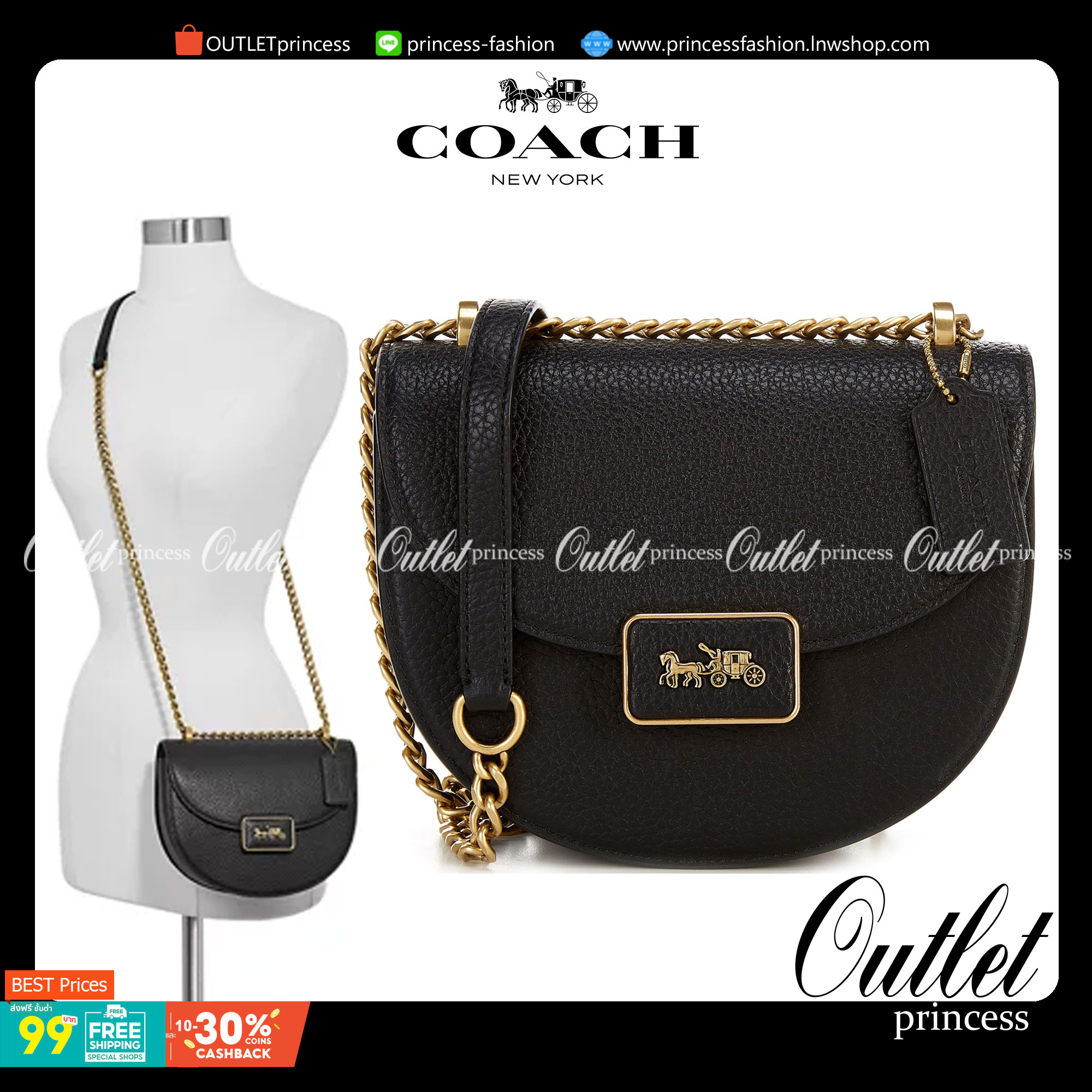 COACH ALIE SADDLE BAG : BLACK