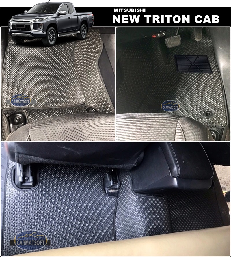 พรมปูพื้นรถยนต์ TRITON CAB 2015-20122 ลายไบเค่น สีดำ เต็มคัน