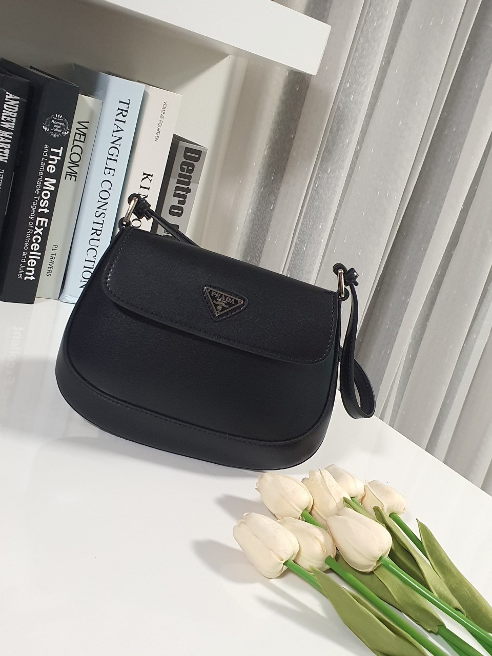 Prada งานพรีเมี่ยมกิ้ฟท์จากเคาเตอร์ต่างประเทศ PRADA CLEO BRUSHED LEATHER SHOULDER BAG WITH FLAP