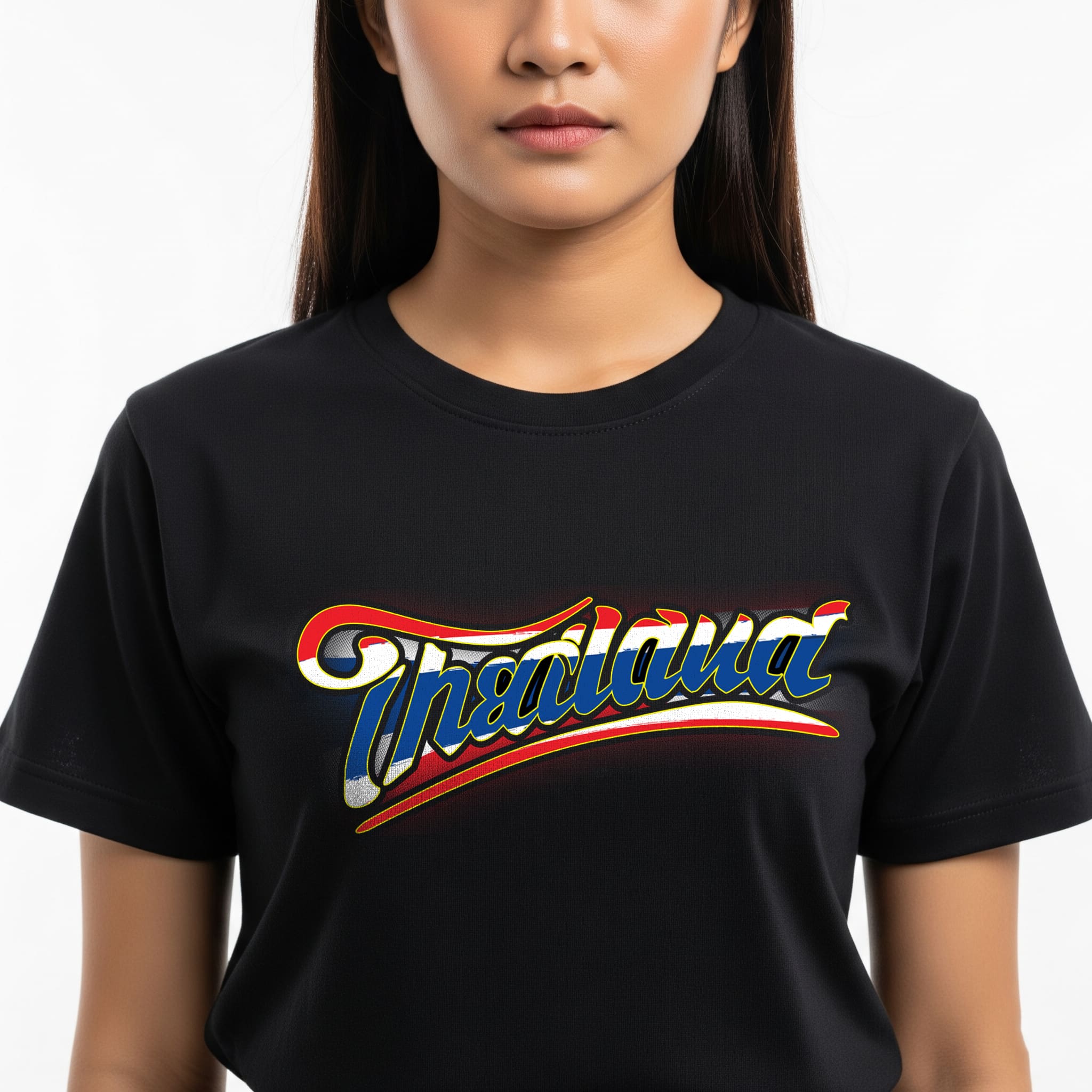 Early bird !!เสื้อยืดสีดำ THAILAND ไทยแลนด์ อ่านได้ทั้ง 2ภาษาผ้าคัตตอน คุณภาพดี