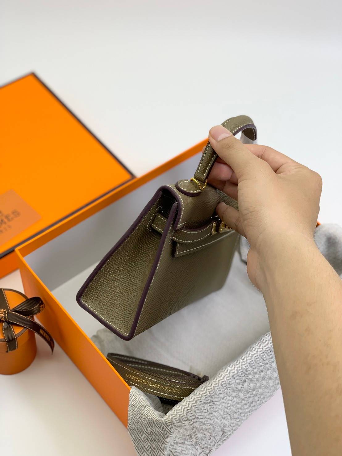 VIP หนังแท้ 】HERMES KELLY 20 MINI SELLIER GOLD EPSOM GOLD HARDWARE