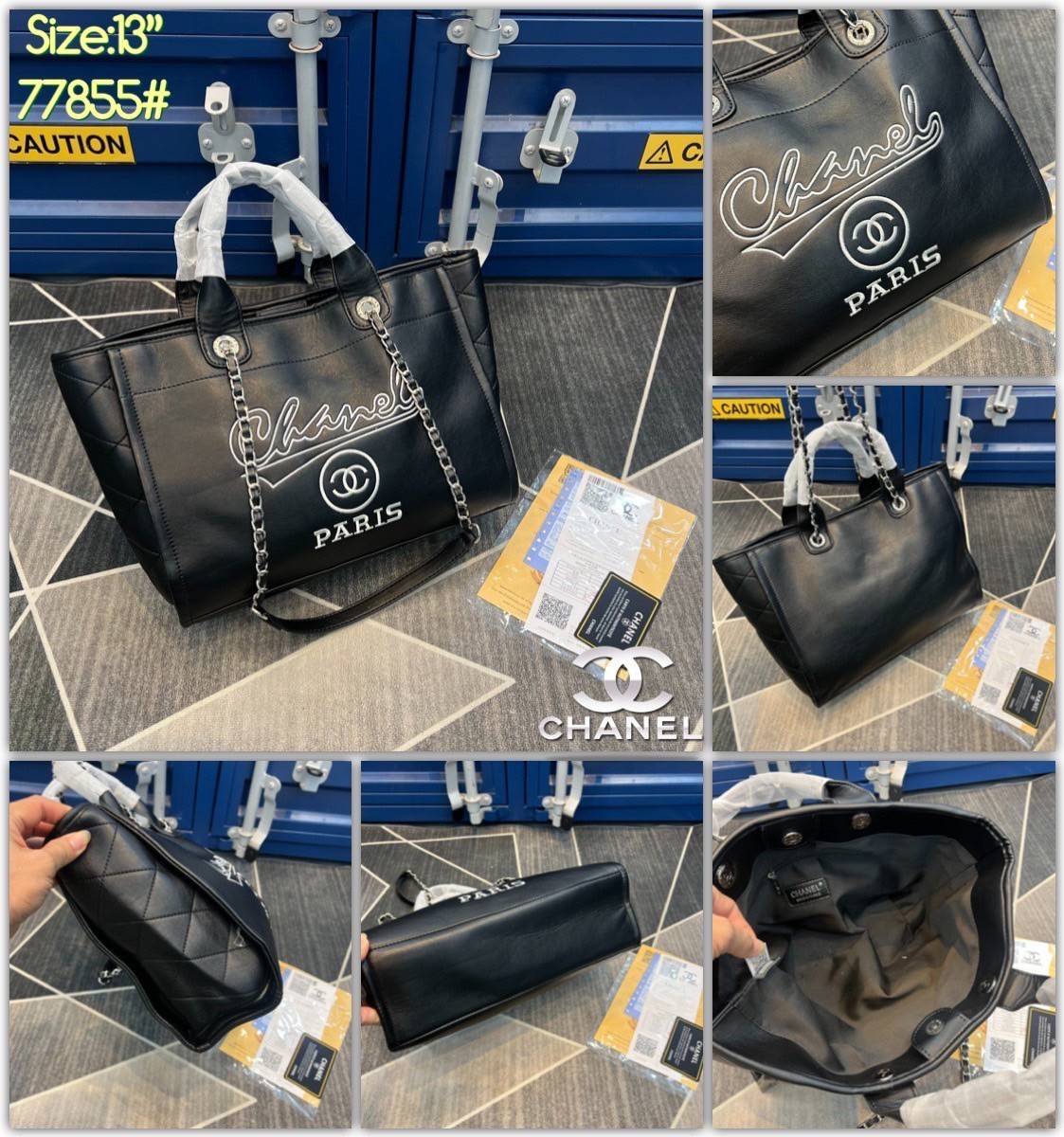 CHANEL shopping bag / Chanel Tote Bag งานหนังทั้งใบ หน้าปักโลโก้ Chanel Paris สวยคลาสสิก ใช้งานได้หลายโอกาส ภายในโล่งกว้าง จุของได้เยอะ พร้อมส่งที่ไทย ภาพถ่ายจากงานขายจริง ใช้งานต่างประเทศได้