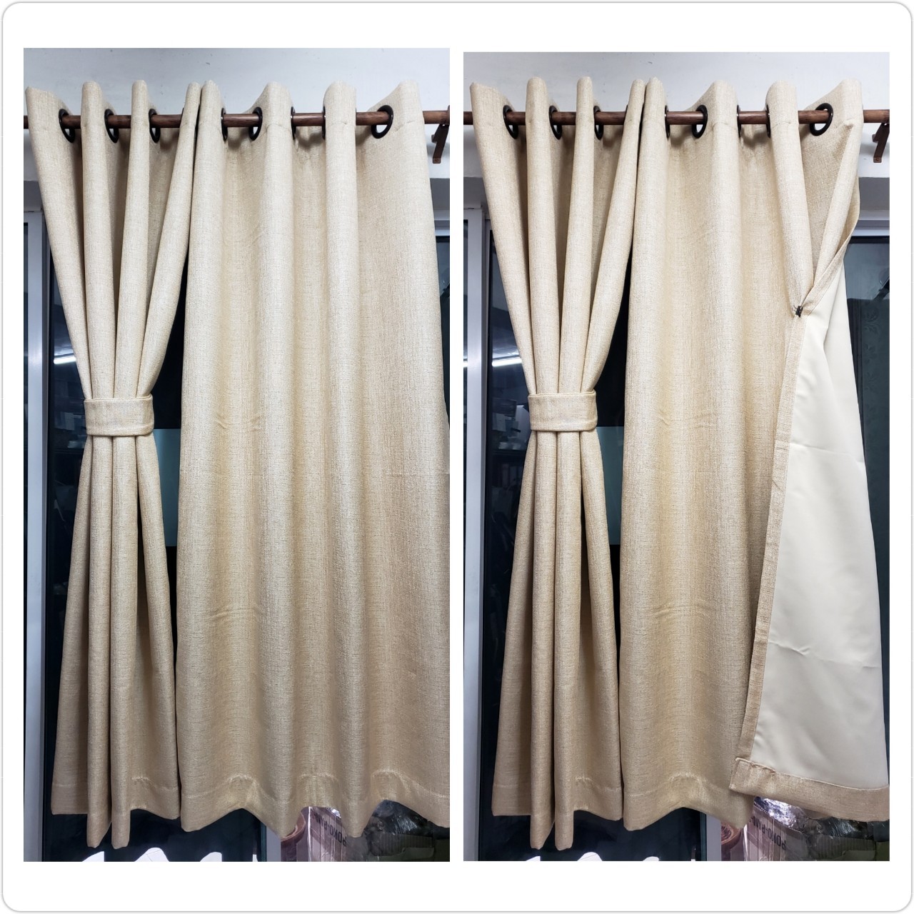 ผ้าม่านก.130*ส.150ซม./ผืน UV95% ผ้าม่าน รุ่นมัสลิน สีครีมอ่อน