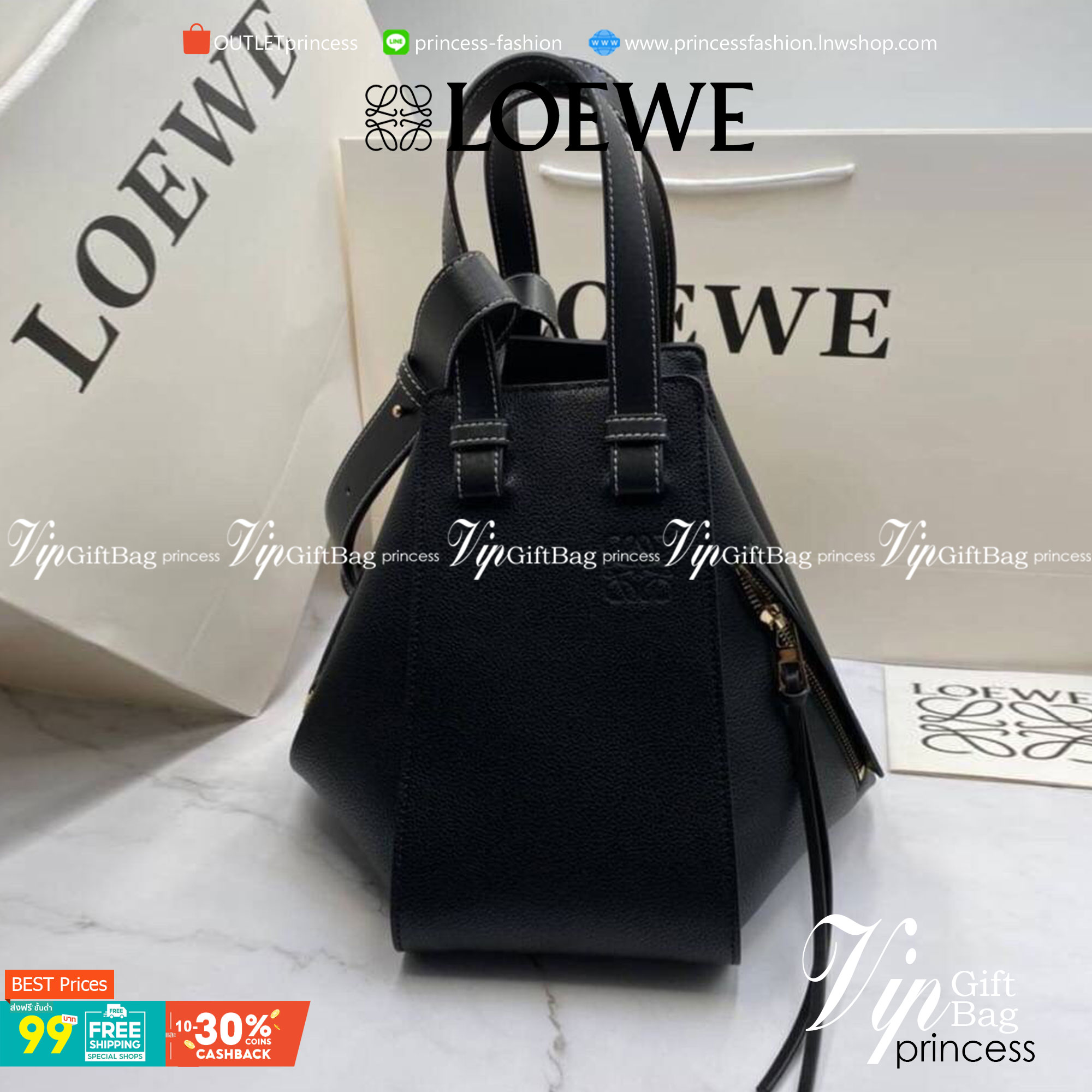 VIP GIFT 】หนังแท้ Loewe Small Hammock bag in pebble grain calfskin A multifunctional bag with supple side panels that release to change its shape. Looped straps allow the bag to be worn in multiple ways. This small version is in pebble grain calfskin.