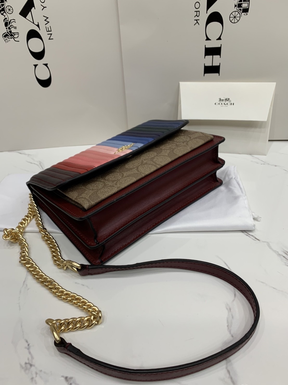 COACH KLARE CROSSBODY WITH RAINBOW LINEAR QUILTING (COACH C1446)