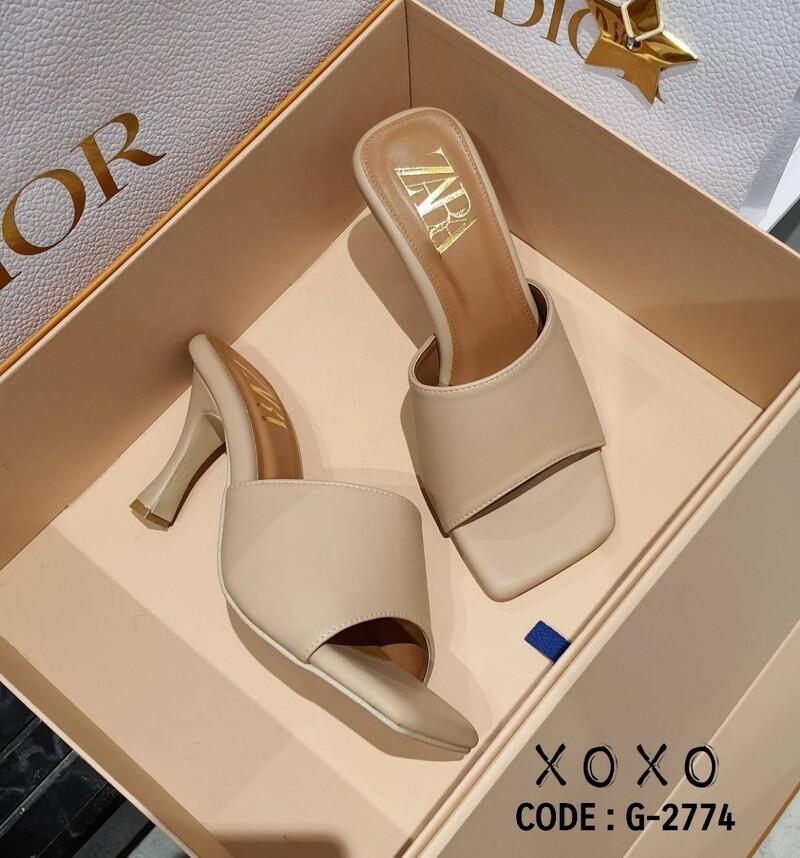 ZARA Mid Heel รองเท้าส้นกลาง 3.5 นิ้ว งานสวม ส้นเข็ม สวย เรียบหรู ใส่สบาย แมทส์ชุดง่าย น้ำหนักเบา วัสดุหนัง PU