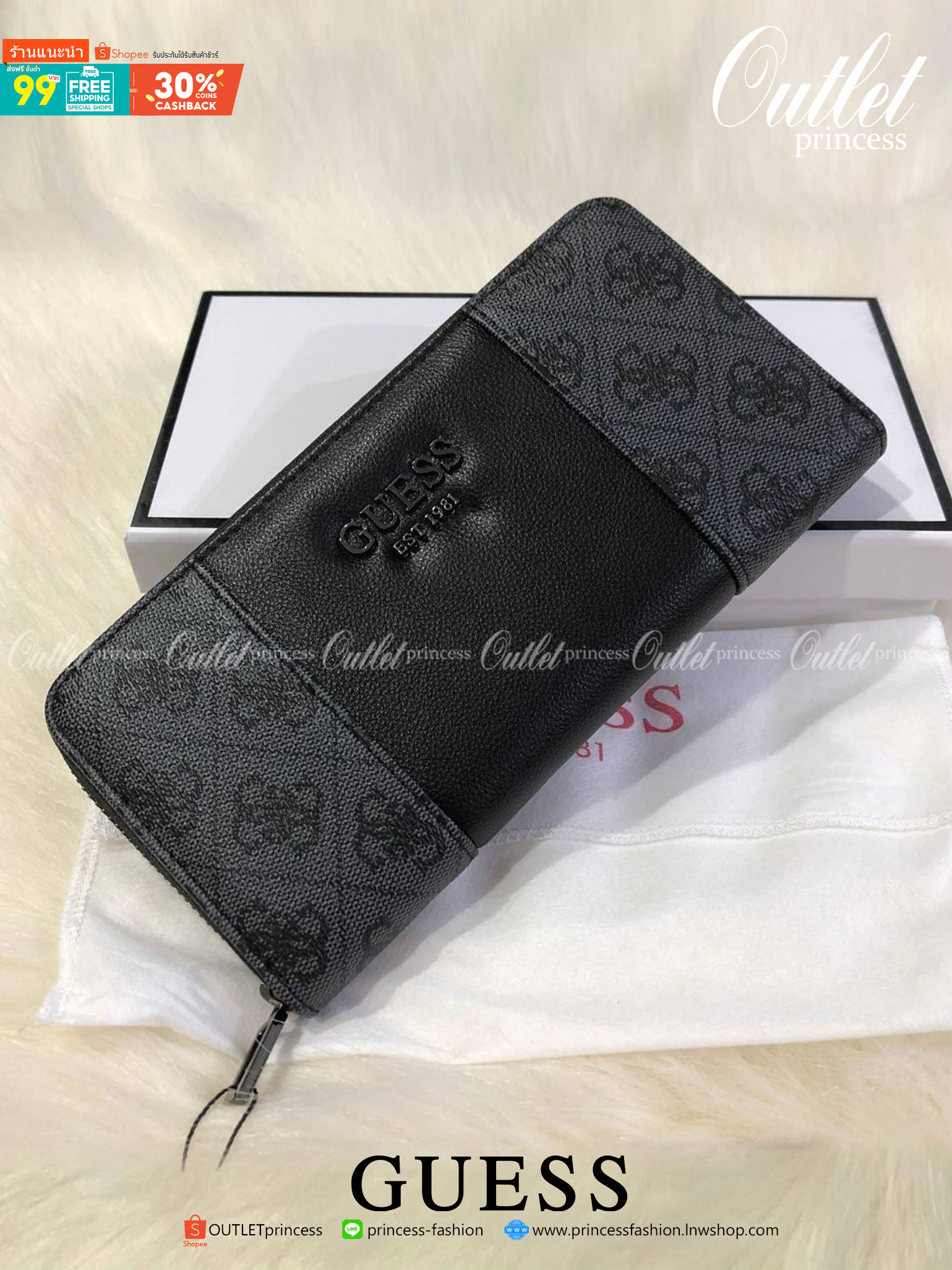 ของแท้ 💯% GUESS FACTORY WOMEN'S LONG WALLET กระเป๋าสตางค์ใบยาว สวยมากค่ะ เปิดปิดด้วยซิป