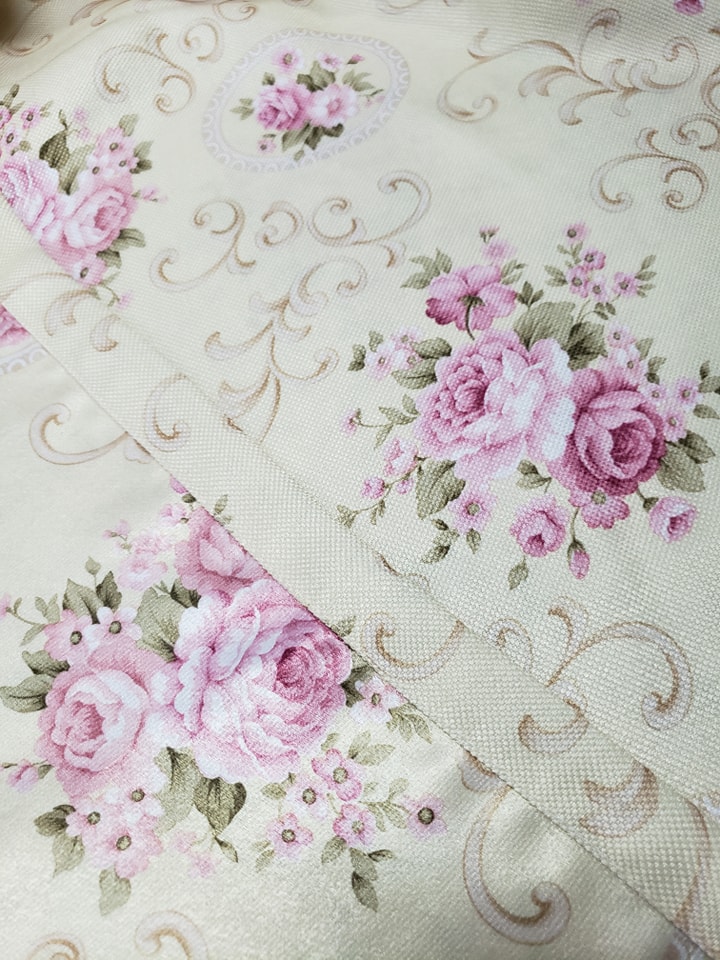 ม่านก.130*ส.150ซม./ผืน รุ่นVintage สีครีมชมพู