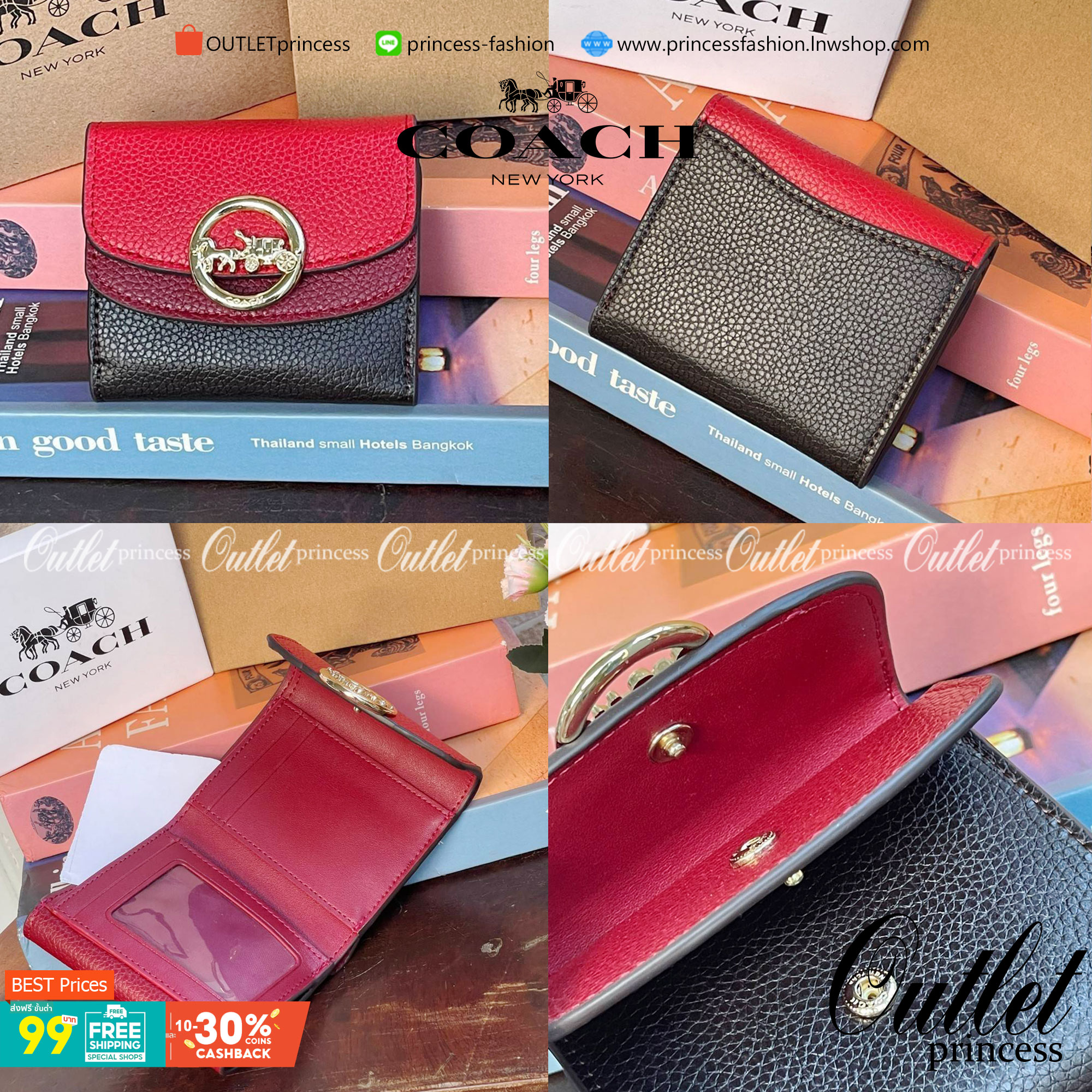 OUTLET 】COACH JADE SMALL DOUBLE FLAP WALLET IN COLORBLOCK (COACH F88002) หากใครต้องการกระเป๋าสตางค์ใบสั้นสำหรับวันที่ต้องการใช้กระเป๋าสะพายใบเล็ก หรือวันที่ไม่พกกระเป๋าสะพาย เราขอแนะนำใบนี้เลยค่ะ โดยใบนี้เป็นกระเป๋าสตางค์แบบพับสามทบ ปิดแบบกระดุม2ชั้น มีช่