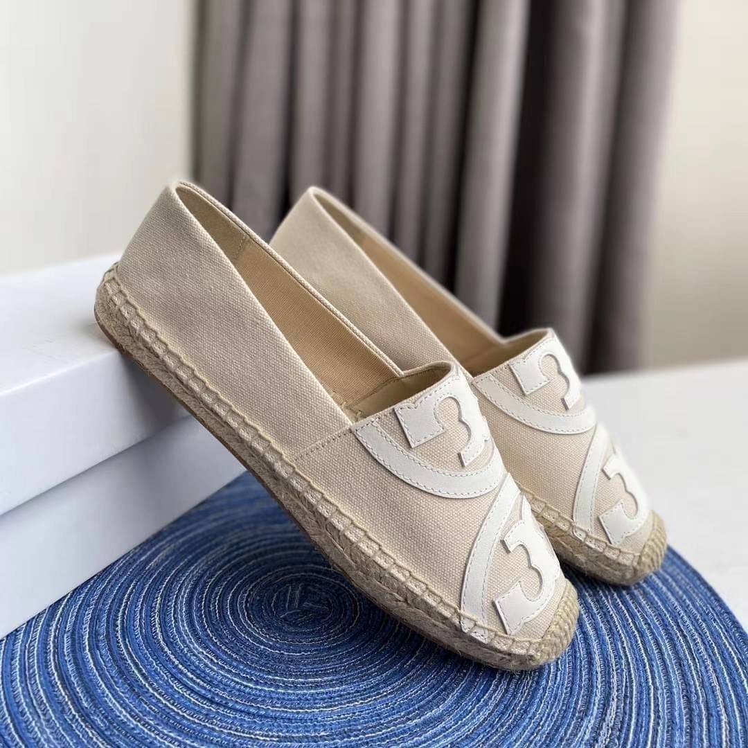 Tory Burch Espadrilles / Tory burch Poppy Espadrille Canvas / TORY BURCH SHOES เกรดออริจินอล พร้อมส่ง ภาพถ่ายจากสินค้าจริง ใช้งานต่างประเทศได้