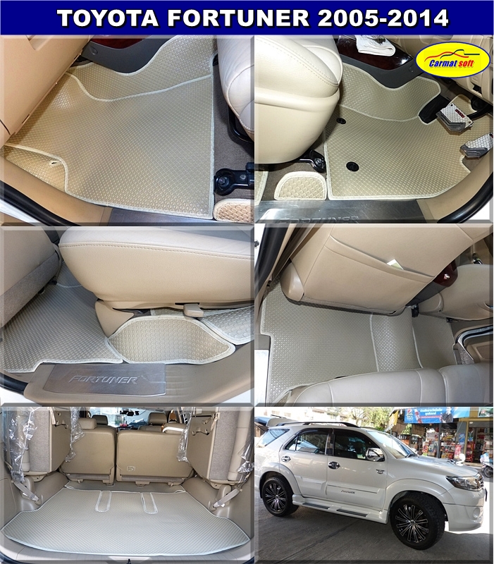 พรมกระดุมเม็ดเล็ก FORTUNER 2005-2014 สีครีม เต็มคัน เข้ารูป