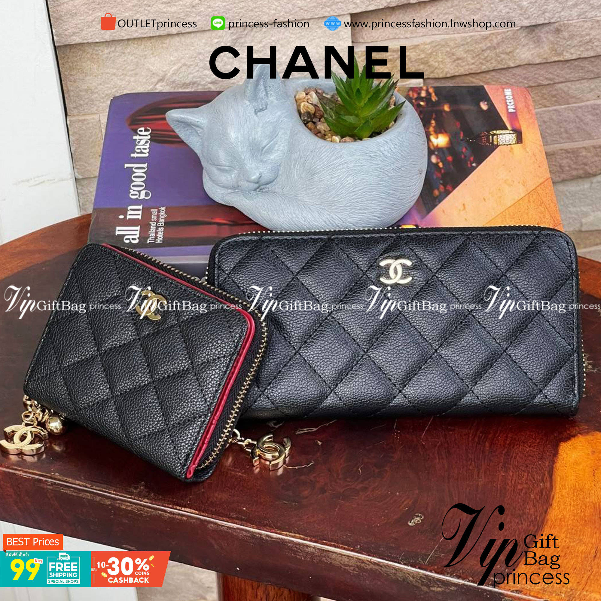 Chanel Caviar Zippy Long Wallet เป็นกระเป๋าสตางค์ที่ใช้งานอย่างง่ายแสนง่าย มาในรูปอบบซิปรอบ ที่มีดีเทลตรงหัวซิปเป็นอะไหล่โลโก้สีทอง เพิ่มดีกรีความน่ารักเข้าไปอีก ภายในพร้อมช่องใส่ธนบัตร ช่องซิปสำหรับใส่เหรียญ และช่องสำหรับใส่การด์ต่างๆ นอกจากนั้นด้านหน้าก