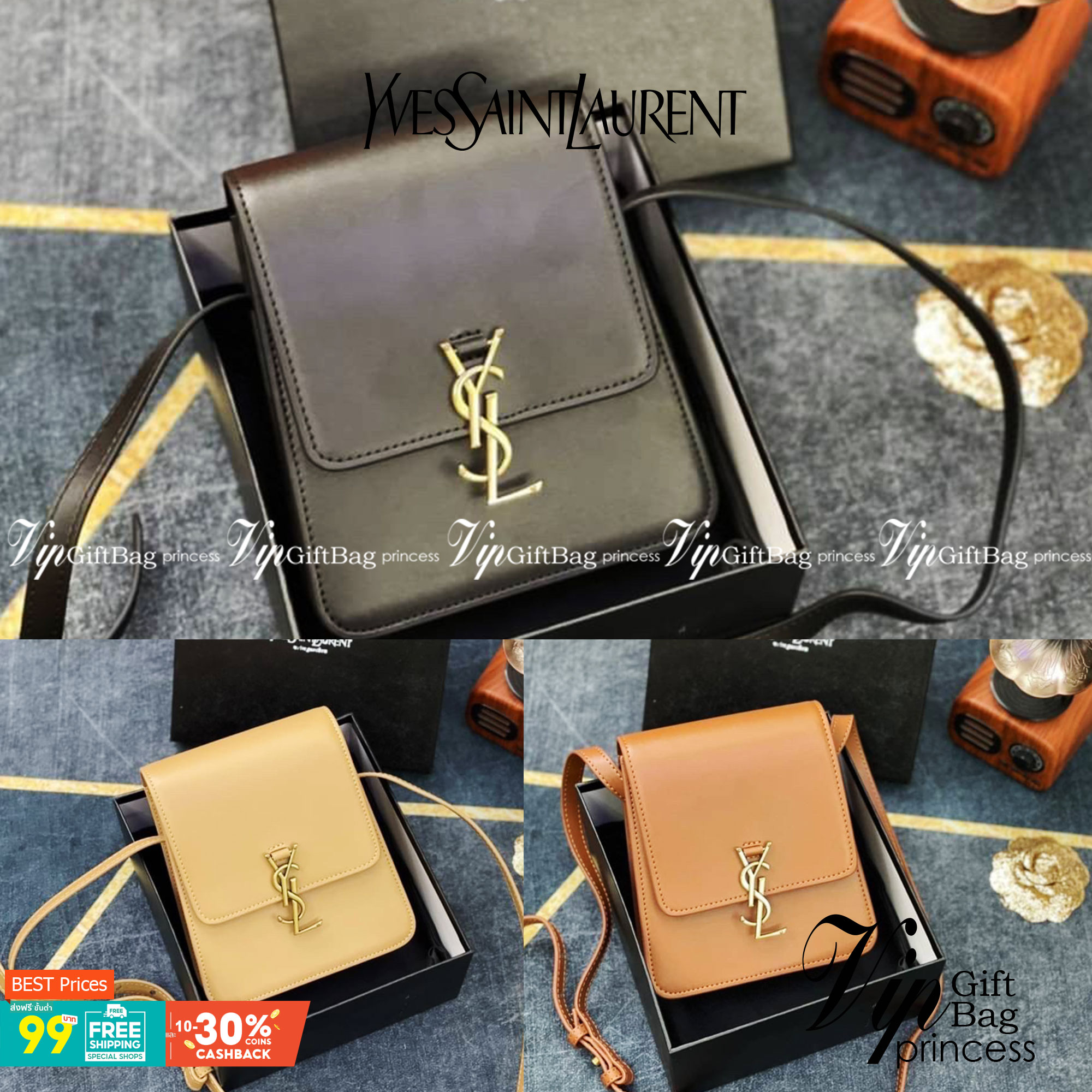 หนังแท้ YSL Yves Saint Laurent small leather shoulder bag กระเป๋าสะพายทรงเหลี่ยมแนวตั้งดีไซน์สวยหรูอยู่ทรงมีโลโก้แบรนด์ด้านหน้า อะไหล่ทองสวยหรู ภายในโล่งกว้าง สายสะพายหนังยาวปรับระดับได้ Rare items เด็ดๆแบบนี้ห้ามพลาด!