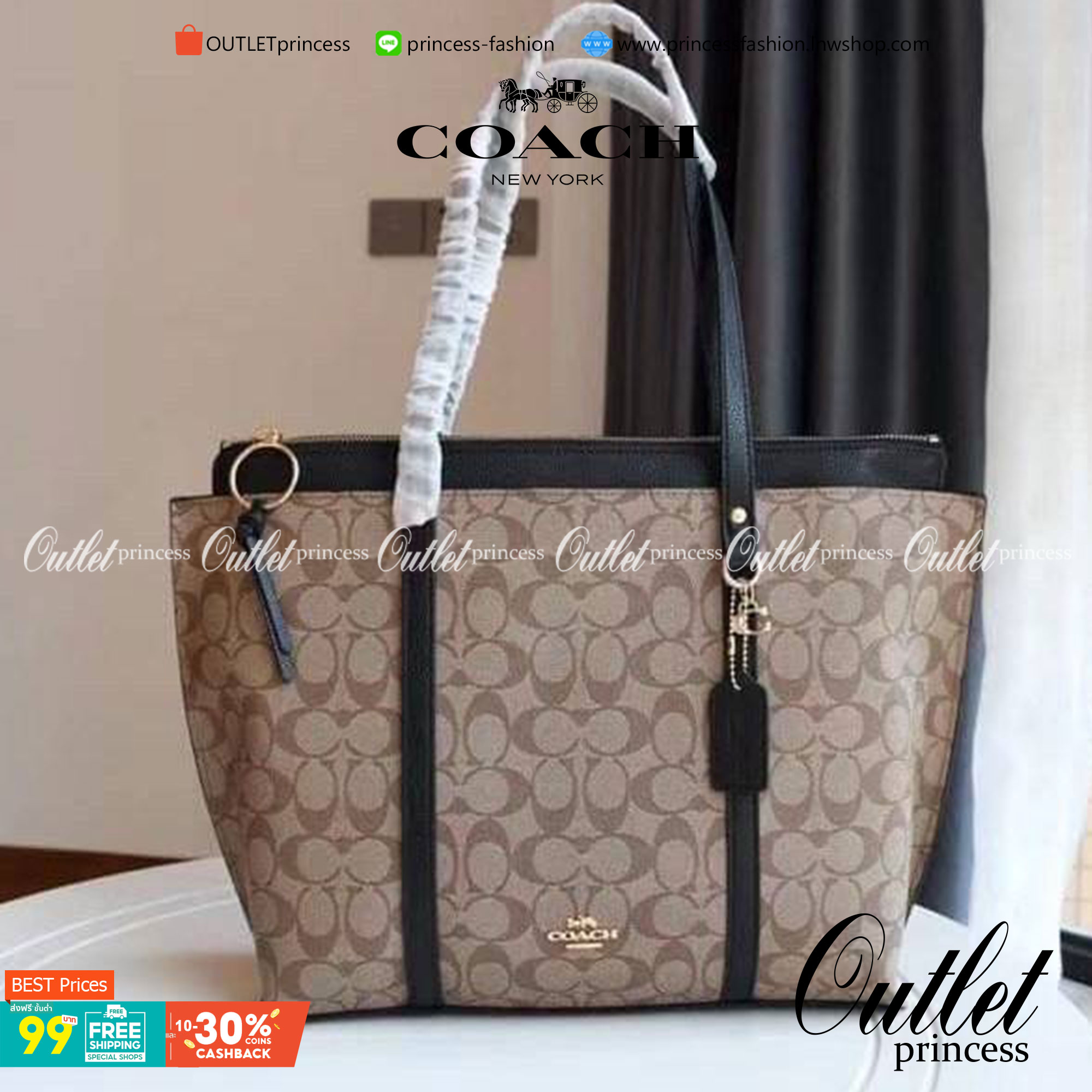 COACH 2319 MAY TOTE IN COLORBLOCK SIGNATURE CANVAS กระเป๋าโท้ท ดีไซน์ใหม่ล่าสุด!! 💕💕 เก๋ตรงปากกระเป๋า คล้ายกระเป๋าซ้อนในตัว สีตัดกับตัวกระเป๋าได้อย่างลงตัว ทรงสวย ใบใหญ่ใส่ของได้เยอะ เปิด-ปิดด้วยซิป รูดใช้งานง่าย ภายในโล่งกว้าง ด้านหลังมีช