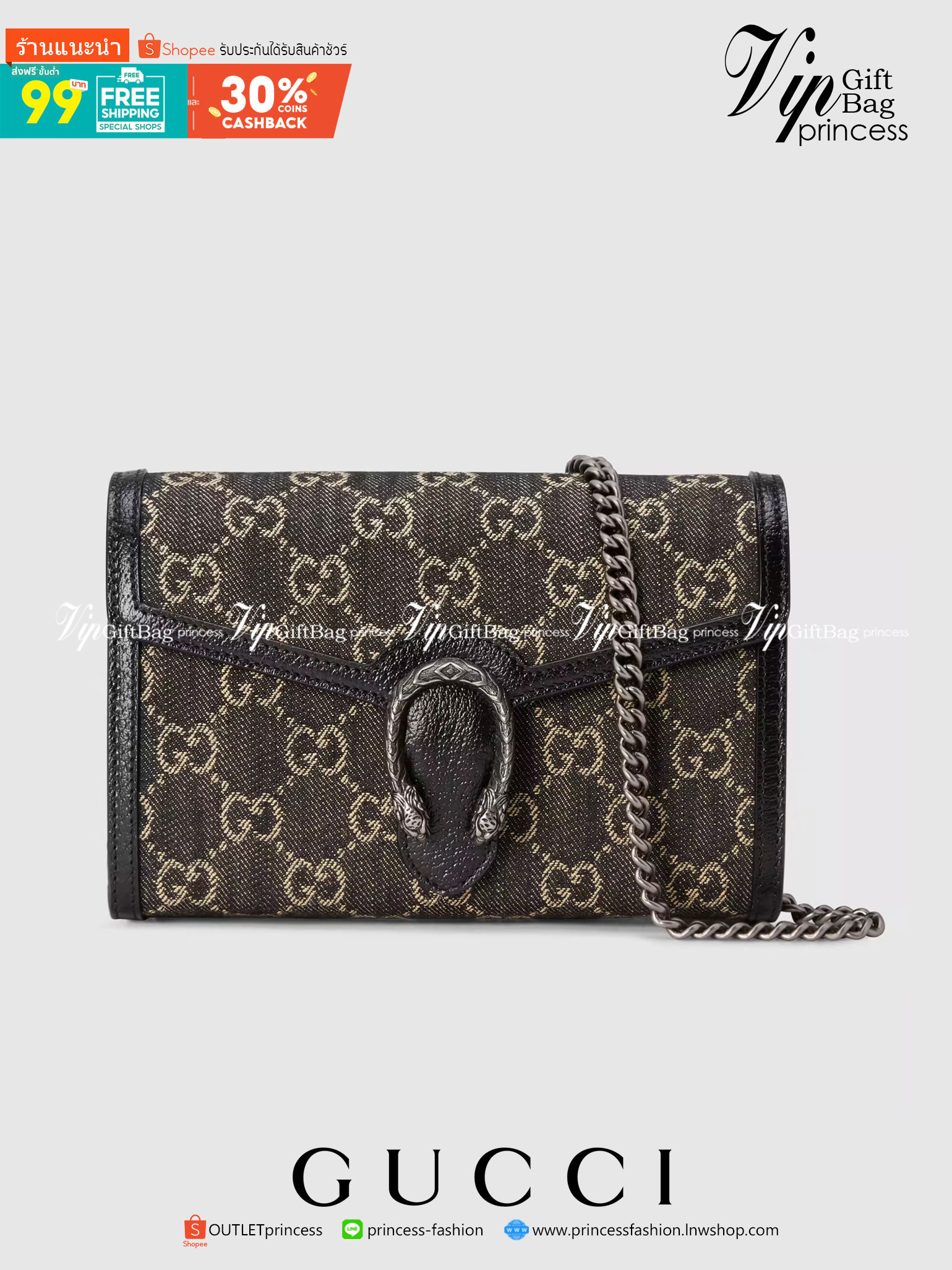 หนังแท้ GUCCI Dionysus mini chain bag / GG Dionysus Wallet Black and ivory GG denim jacquard พร้อมส่งที่ไทย งานหนังแท้และผ้าแจ็คการ์ดออร์แกนิกอย่างดี พร้อมส่งที่ไทย ภาพสินค้าถ่ายจากงานขายจริง ใช้งานต่างประเทศได้