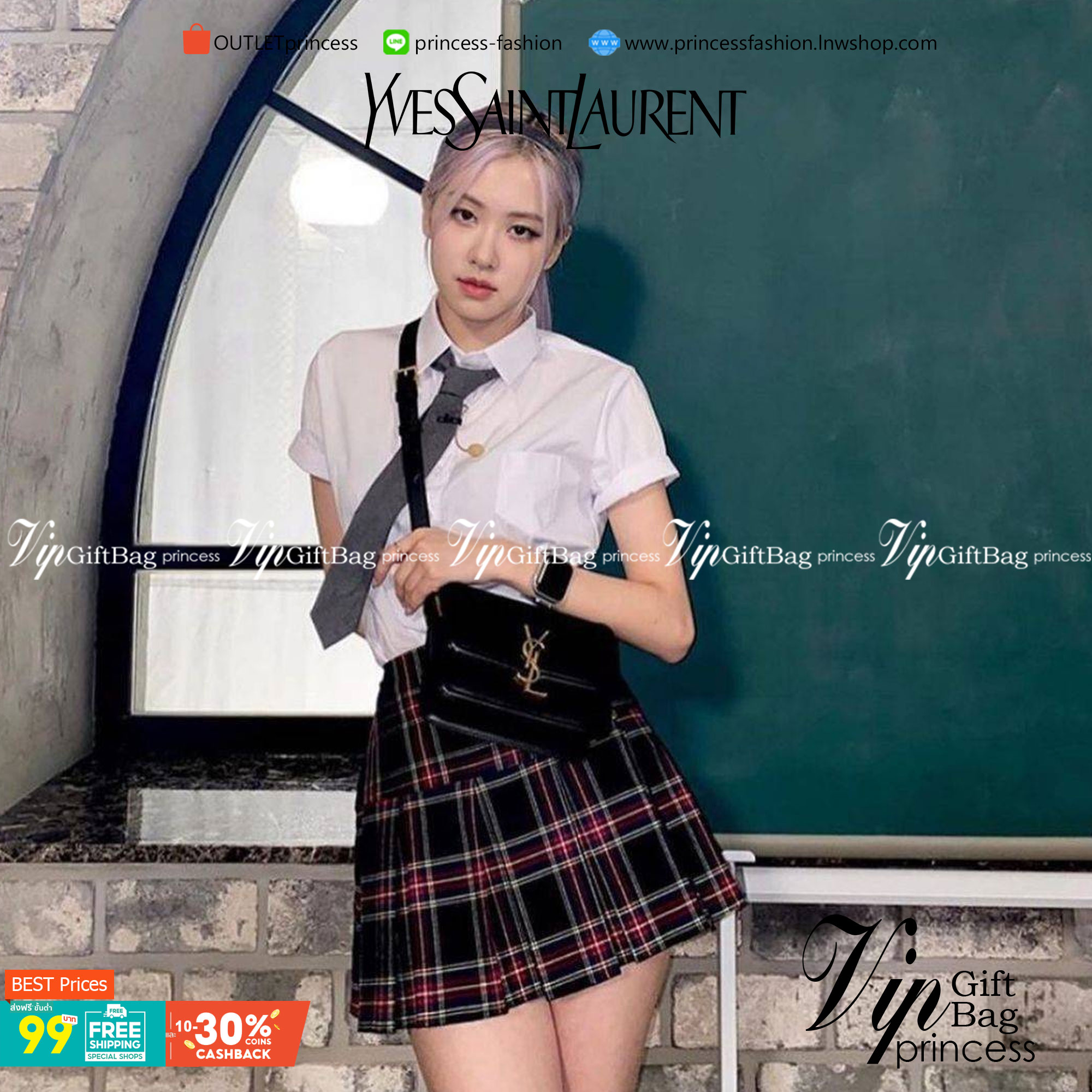 YVES SAINT LAURENT YSL BAG VIP GIFT WITH PURCHASE (GWP) พรีเมี่ยมกิ้ฟ Limited Edition จาก YSL DUTY FREE COUNTER วัสดุหนังแท้ Calfskin ทรงสี่เหลี่ยมหนังสวยหรูอยู่ทรงเปิดปิดด้วยฝาปิดโลโก้แบรนด์อะไหล่ทอง ภายในโล่งมีช่องหลัก และช่องย่อยสามารถใส่มือถือของใช้จุ