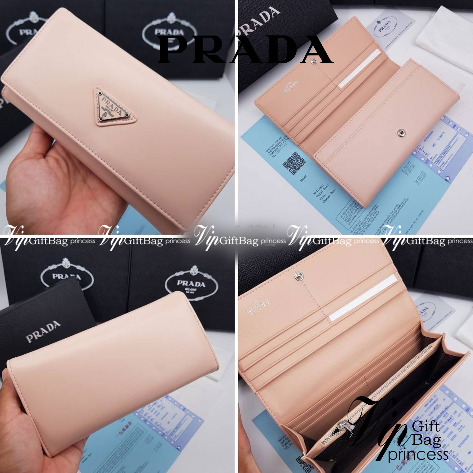 หนังแท้ Prada Long Wallet / Prada Wallet กระเป๋าสตางค์ใบยาว ใช้งานง่าย สวยหรู งานหนังแท้ทั้งใบ ภาพสินค้าถ่ายจากงานขายจริง ใช้งานต่างประเทศได้