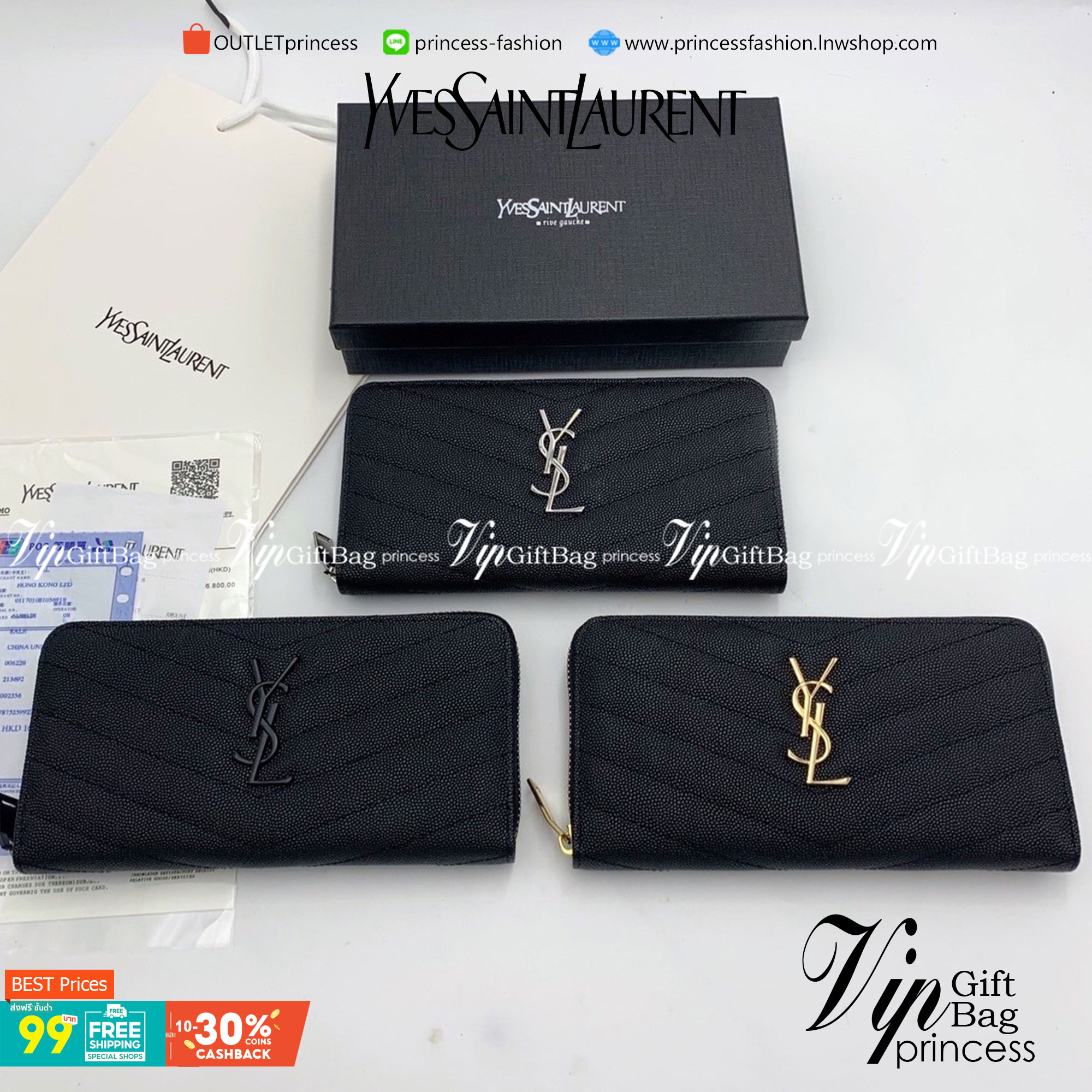 VIP 】YSL SAINT LAURENT LONG WALLET กระเป๋าสตางค์ใบยาวซิปรอบ งานเย็บเดินด้ายสวยมากกก อะไหล่ ดำ เงิน ทอง พร้อมส่งครบเลยค่ะ สวยหรูดูแพง ราคาดีงามมากกค่าา ไอเท็มนี้ Must Have! พร้อมส่งที่ไทยราคาสุดคุ้ม