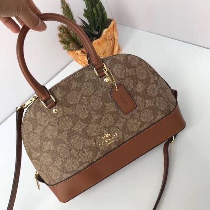 Coach Mini Sierra Signature กระเป๋าถือทรงโดม ภายในกว้างสามารถใส่กระเป๋าเงินเล็ก และมือถือได้ และยังมีช่องซิปเล็ก 1 ช่อง ด้านหลังมีกระเป๋าเล็กเก็บบัตร 1 ช่อง ใครยังไม่มีพลาดไม่ได้แล้วนะคะ