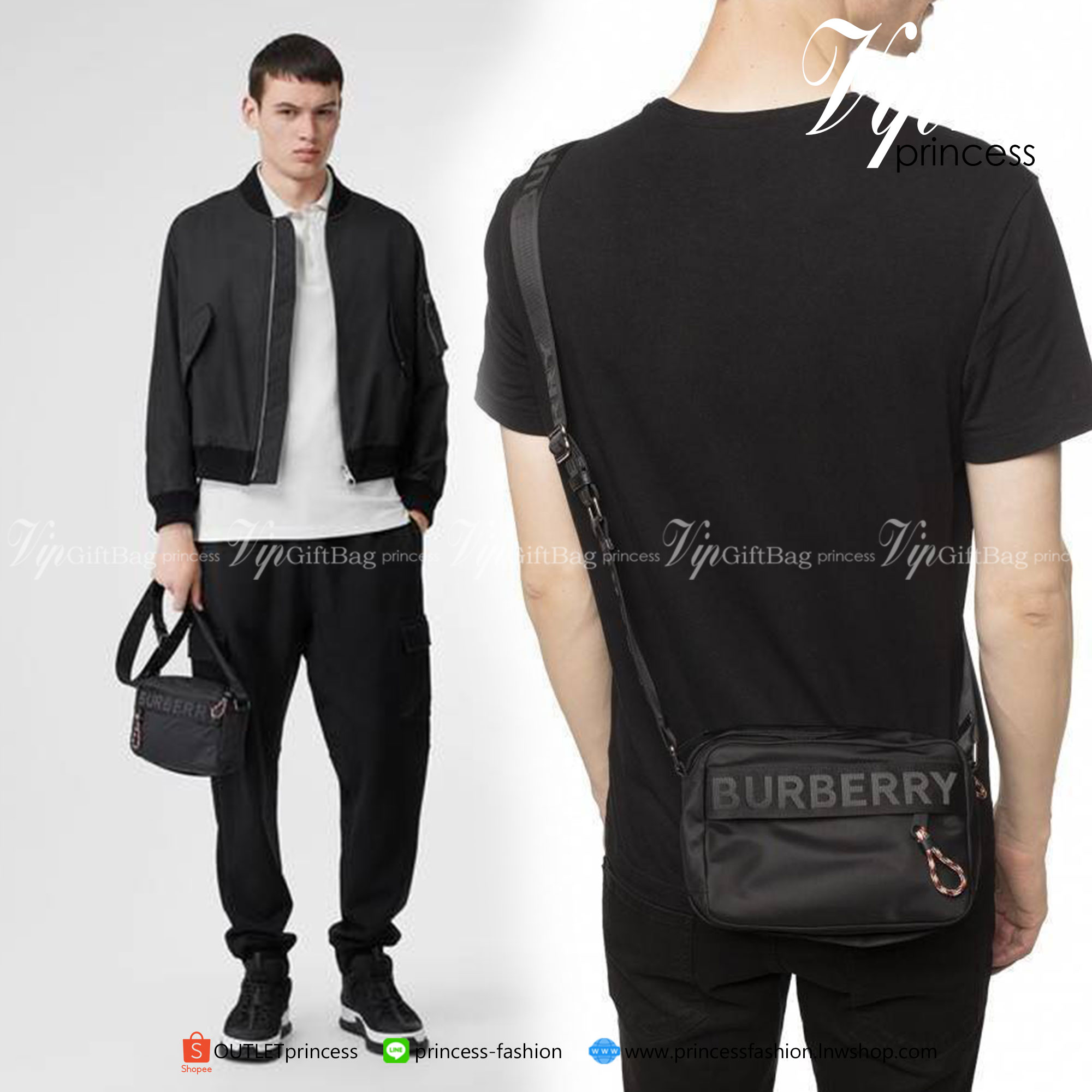 BURBERRY FRAGRANCES CROSSBODY BAG / BURBERRY Nylon Crossbody Bag วัสดุ Nylon Canvas ทรงเหลี่ยมน้ำหนักเบามีโลโก้แบรนด์คาดด้านหน้าพร้อมช่องซิปใส่ของ เปิดปิดด้วยซิปหัวซิปแบรนด์สไตล์สปอร์ต ภายในมีช่องใส่บัตร ขนาดกำลังดีสามารถใส่กล้อง มือถือ กระเป๋าสตางค์ของใช