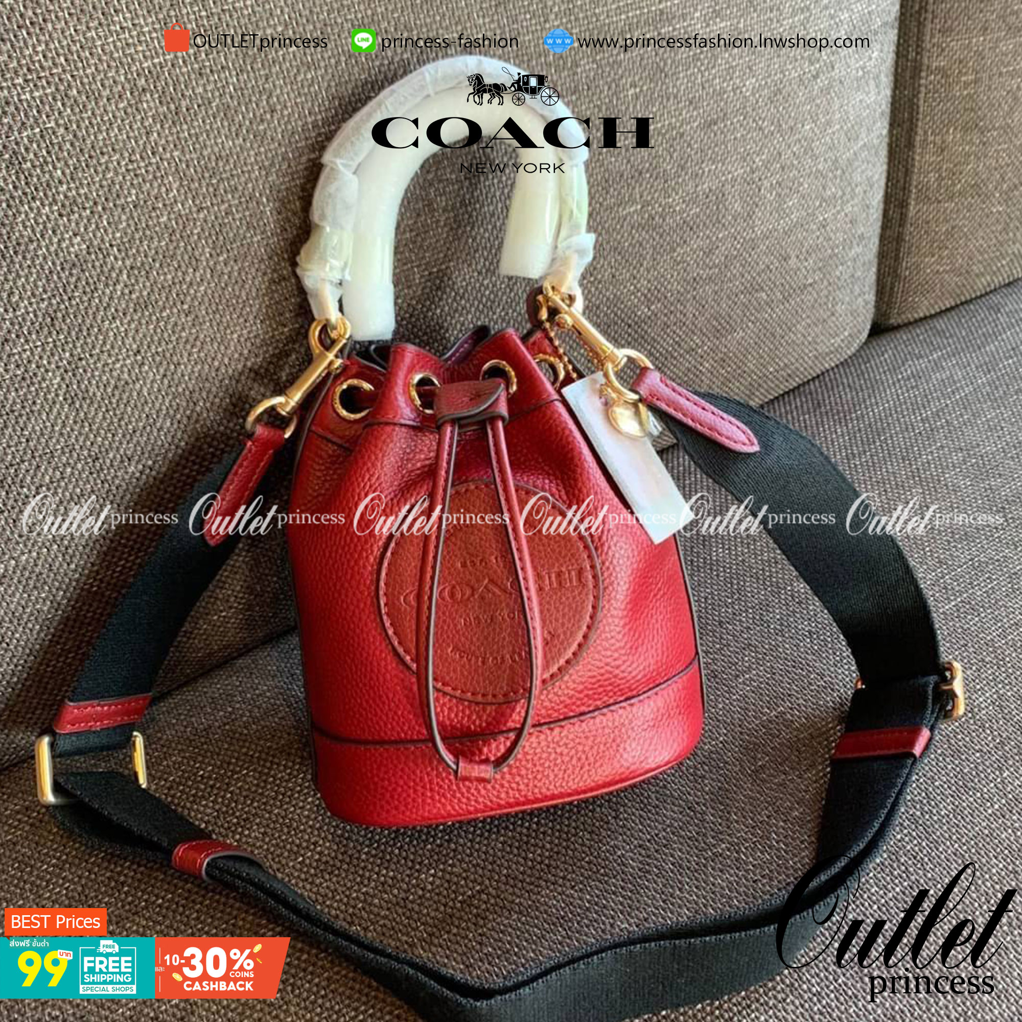 OUTLET 】COACH Dempsey Bucket Bag 15 With Coach Patch And Heart Charm ((C5121//C5112//C5114)) น้องน่ารักมากๆ นาทีนี้ต้องมีแล้วล่ะคะ! พร้อมส่งที่ไทยครบสีค่ะ! กระเป๋าหิ้ว//สะพายครอสบอดี้ร์ได้ หนังแท้สวยงามมากๆค่ะ ❤️มาพร้อมพวงรูปหัวใจแบรนด์+ป้ายหนังห้อ