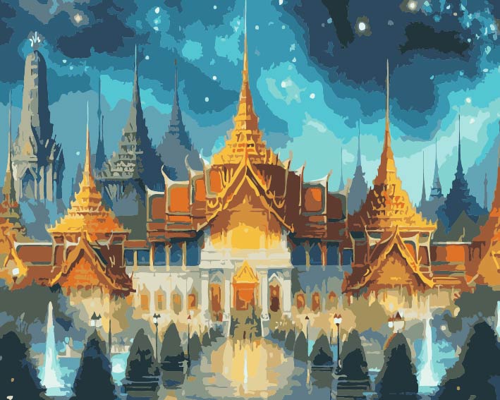 RCG003 ภาพระบายสีตามตัวเลข "วัดงามในฝัน"