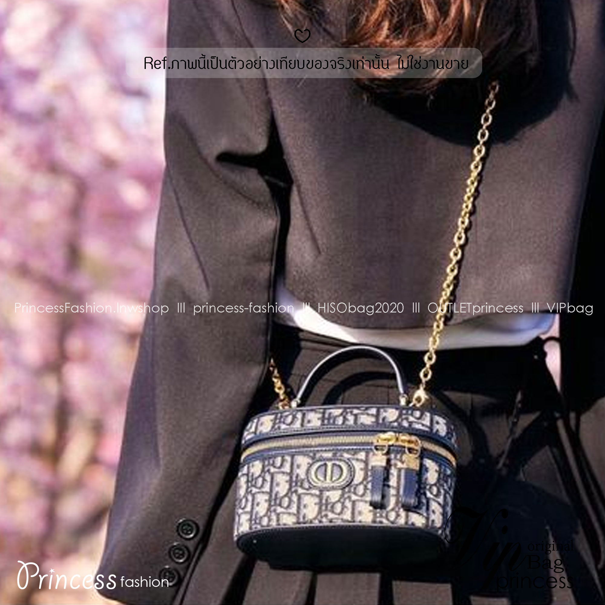 DIOR Mini 30 Montaigne Beauty Case Jacquard Oblique blue กระเป๋าถือ/สะพาย ใส่เครื่องสำอางค์ทรงกล่องสวย ใช้เป็น everyday bag ได้ทุกวัน พกของสำคัญก็ยังได้ ดีไซน์เป็นเอกลักษณ์