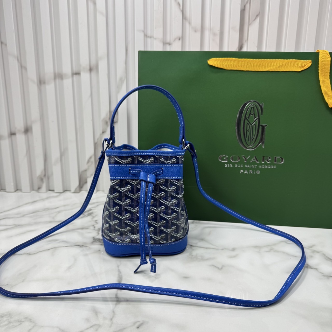 RI หนังแท้ | Goyard Petit Flot Mini bucket bag กระเป๋าสะพายทรงบัคเก็ต ไซส์มินิ ดูผู้ดีในตัว วัสดุหนังแคนวาสพิมพ์ลายสวยคม