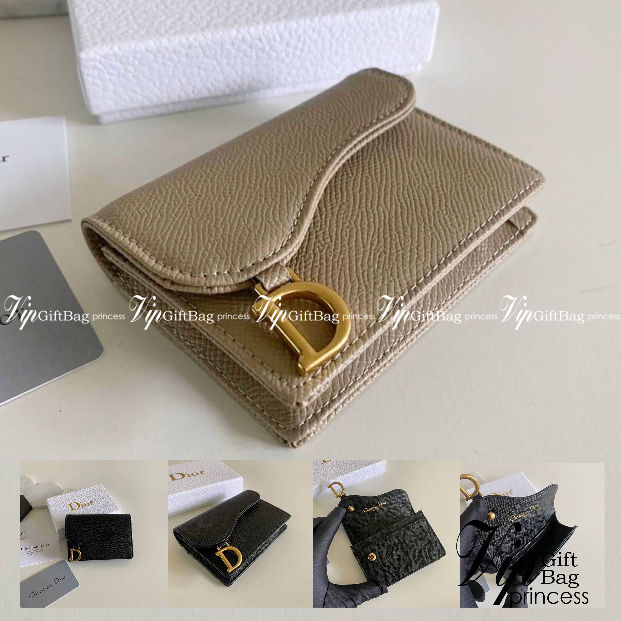 DIOR Wallet calfskin / DIOR SADDLE FLAP CARD HOLDER งานหนังแท้ กระเป๋าใส่เหรียญใส่การ์ดอะไหล่ทอง มาพร้อม กล่อง ถุงผ้า ถุงกระดาษ พร้อมส่งที่ไทย ภาพสินค้าถ่ายจากงานขายจริง ใช้งานต่างประเทศได้