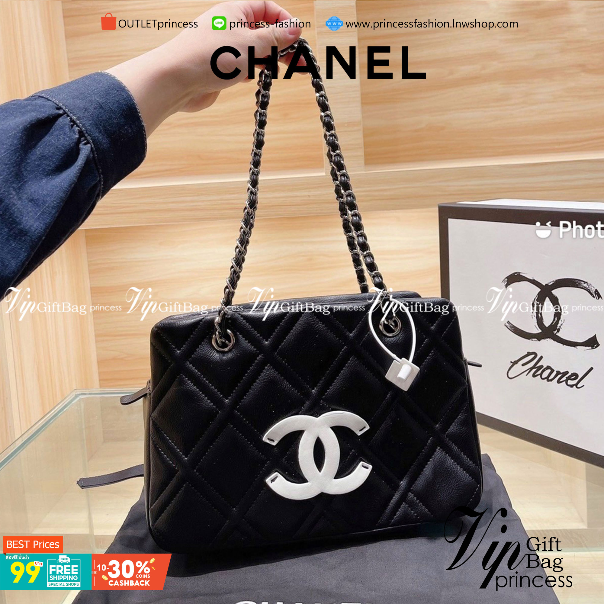 VIP 】CHANEL SHOPPING BAG งานหนังแท้สวยมาก ดีไซน์ทรง TOTE อยู่ทรงสวยหรูคลาสสิคไม่มีเอ้าท์ ภายในโล่งกว้าง จะถือหรือสะพายไหล่ก็ดูดี ไอเท็มแนะนำ พร้อมส่งที่ไทยราคาสุดคุ้ม Rare items เด็ดๆแบบนี้ควรค่าเเก่การสะสมสาวก Chanel GWP ห้ามพลาดค่ะ!
